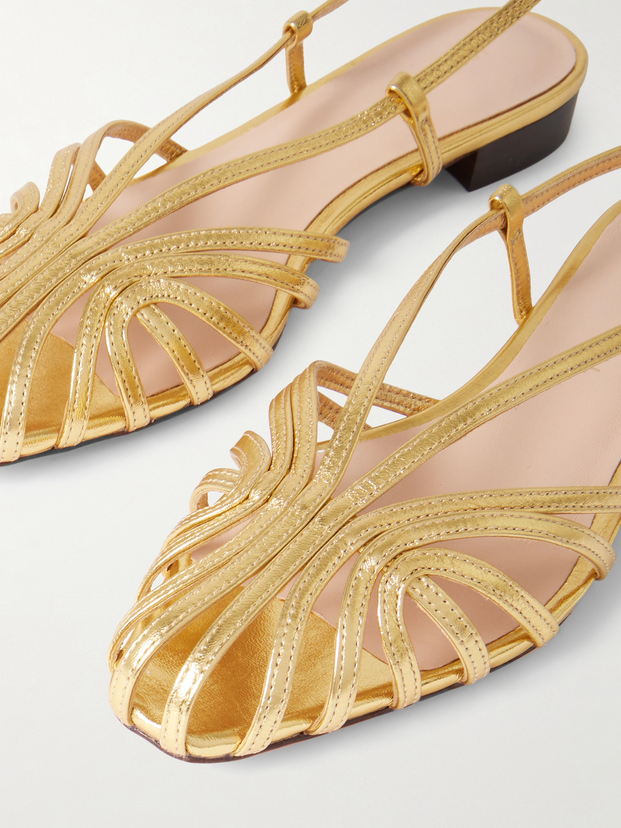 Loeffler Randall Devon Lattice Metallic Leather Slingback Sandals In Gold