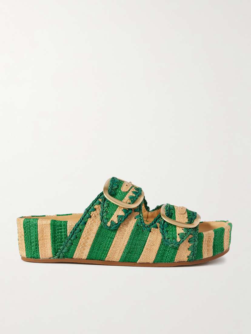 Loeffler Randall Theo Two-tone Raffia Sandals