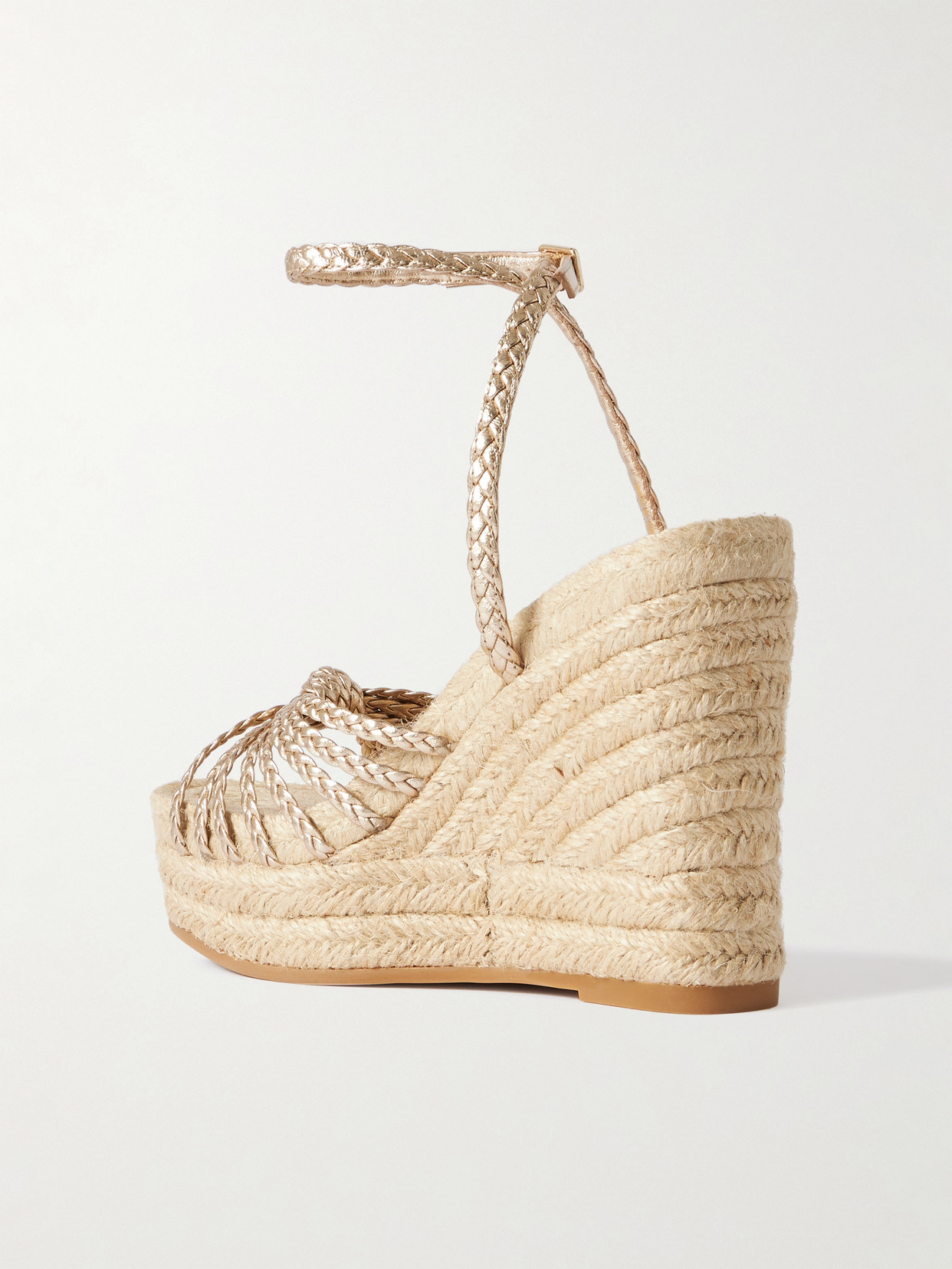 Loeffler Randall Pamela Mignon Metallic Leather Platform Wedge Sandals
