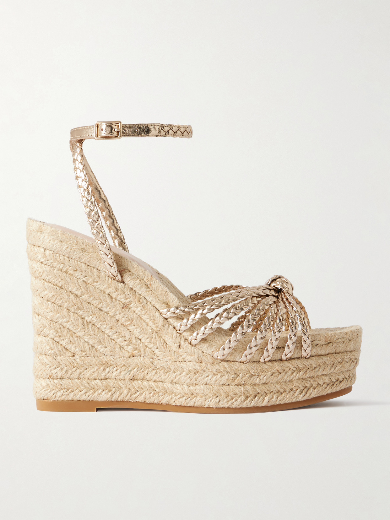 Loeffler Randall Pamela Mignon Metallic Leather Platform Wedge Sandals