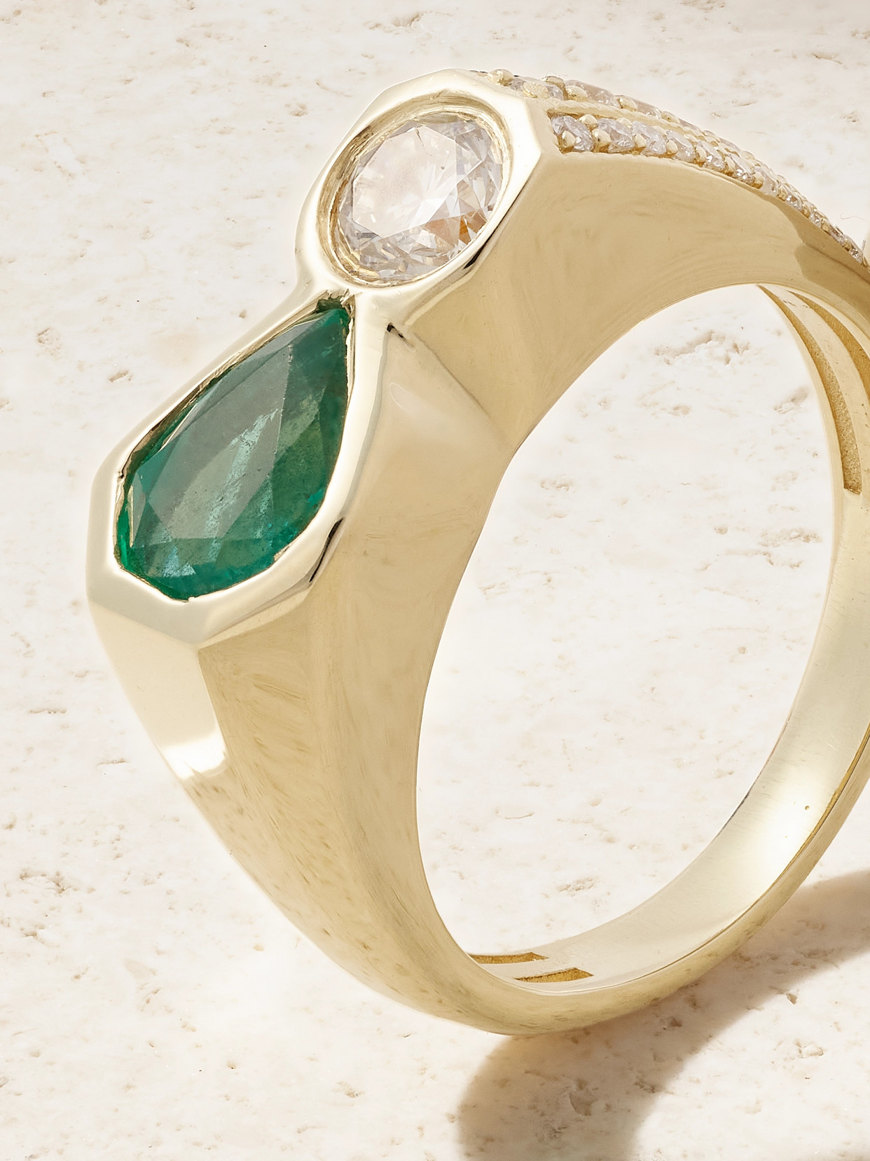 Jacquie Aiche 14-karat Gold, Emerald And Diamond Ring In Gold