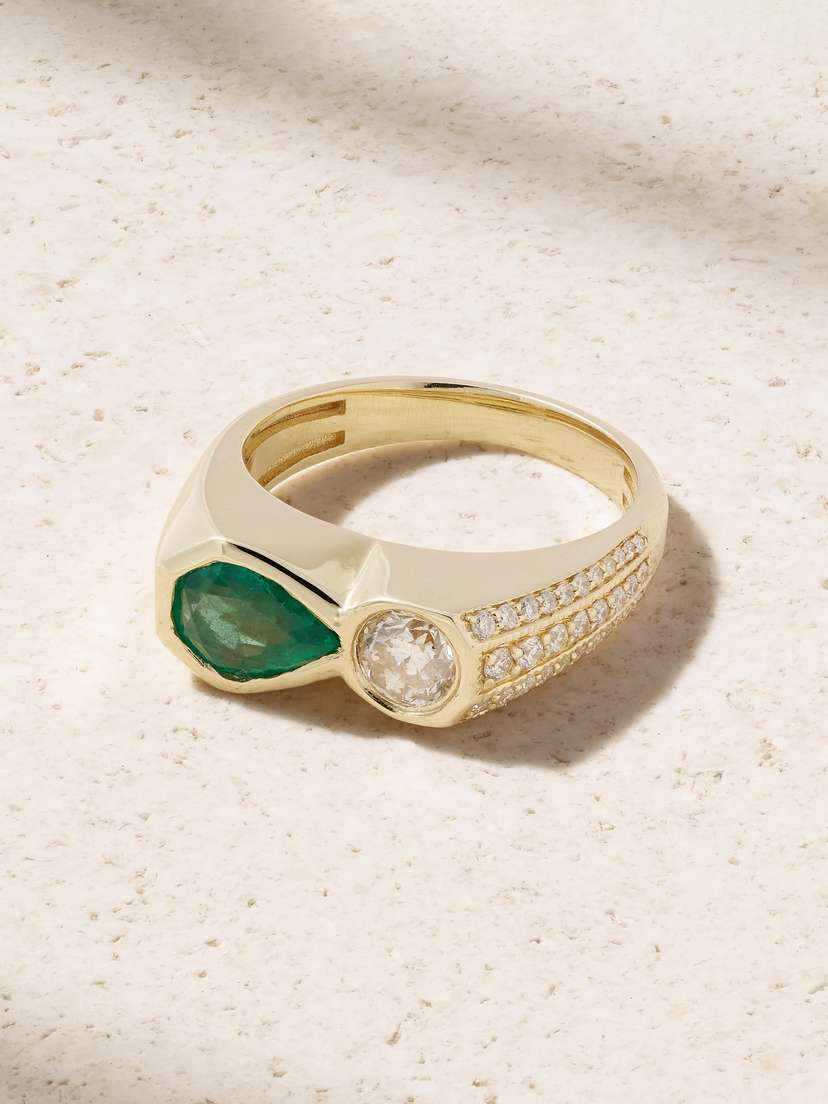 Jacquie Aiche 14-karat Gold, Emerald And Diamond Ring