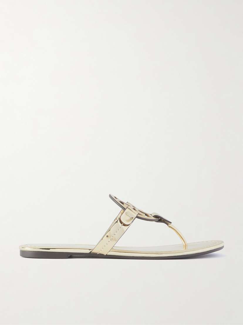 Tory Burch Miller Cutout Metallic Synthetic Material Sandals