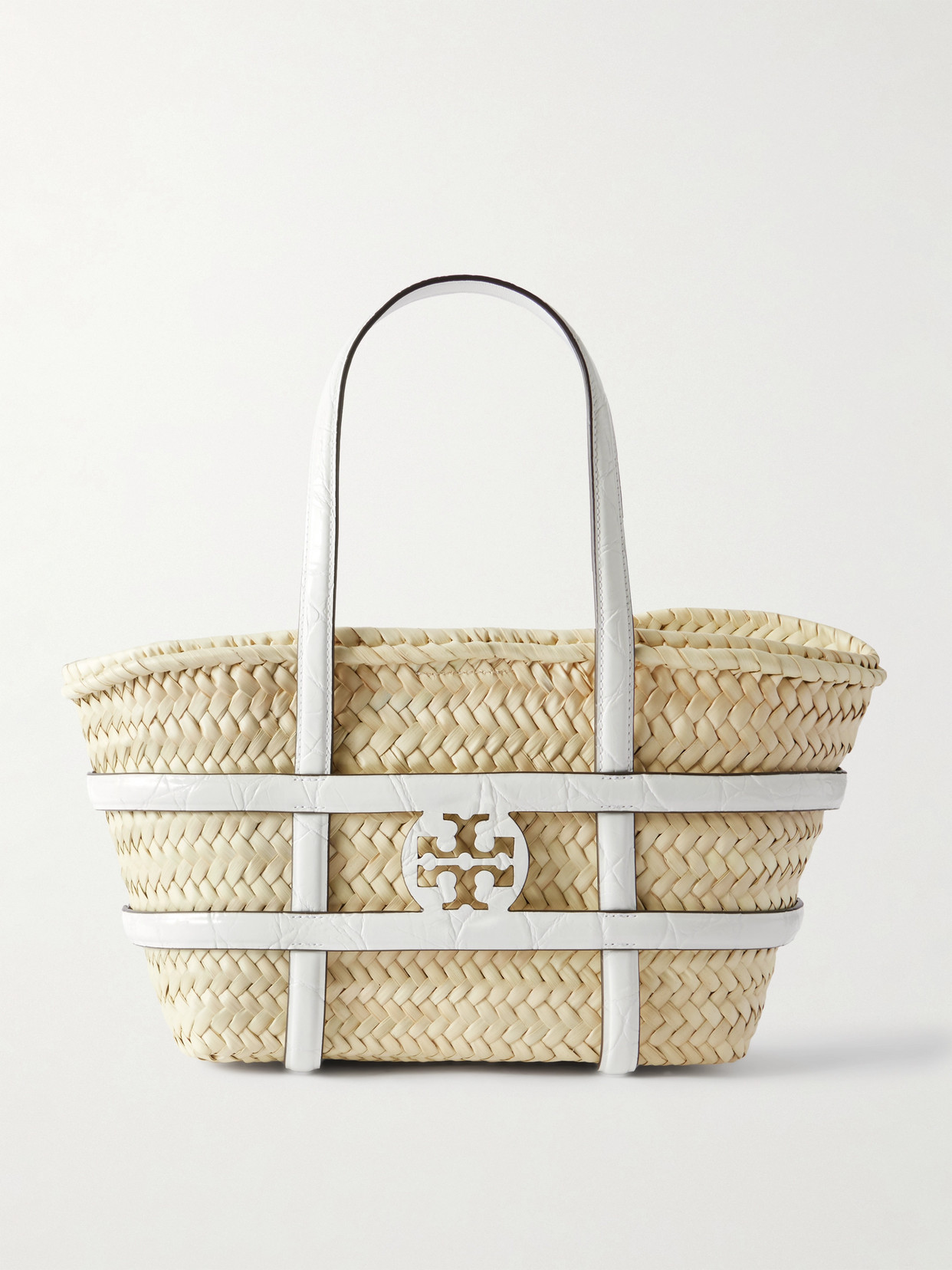 Tory Burch Ella Small Leather-trimmed Woven Straw Tote