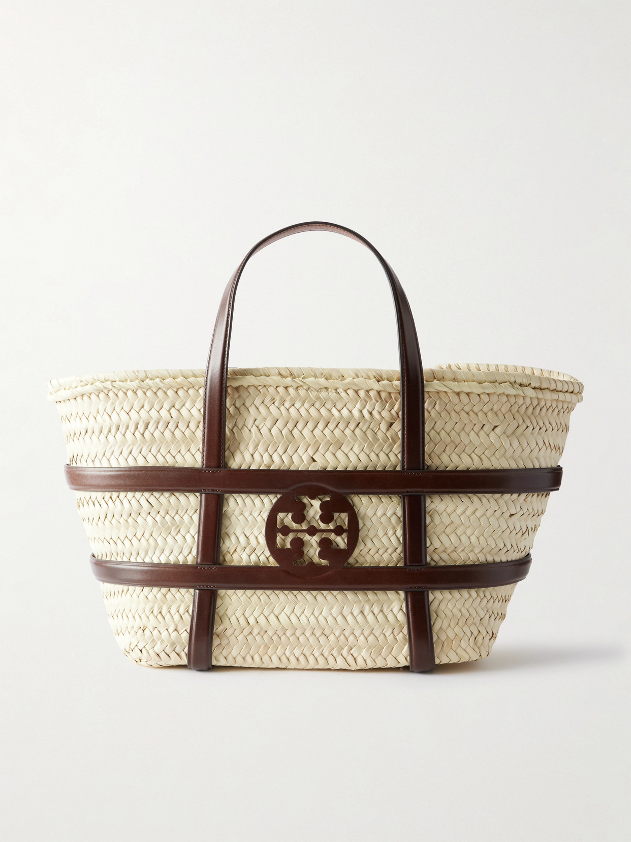 Tory Burch Ella Leather-trimmed Woven Straw Tote