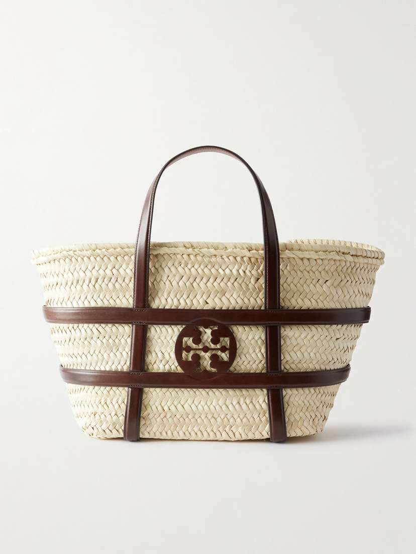 Tory Burch Ella Leather-trimmed Woven Straw Tote