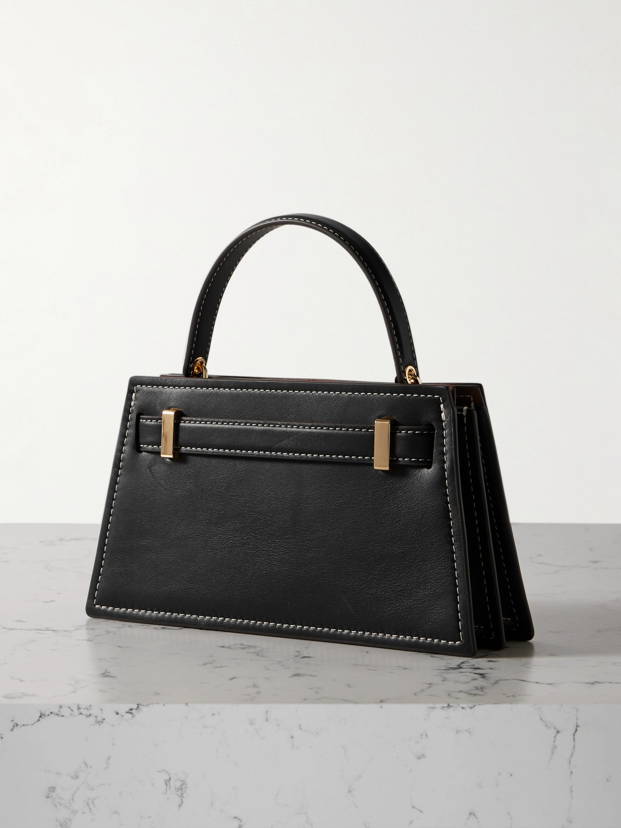 Tory Burch Lee Radziwill Mini Leather Shoulder Bag In Black