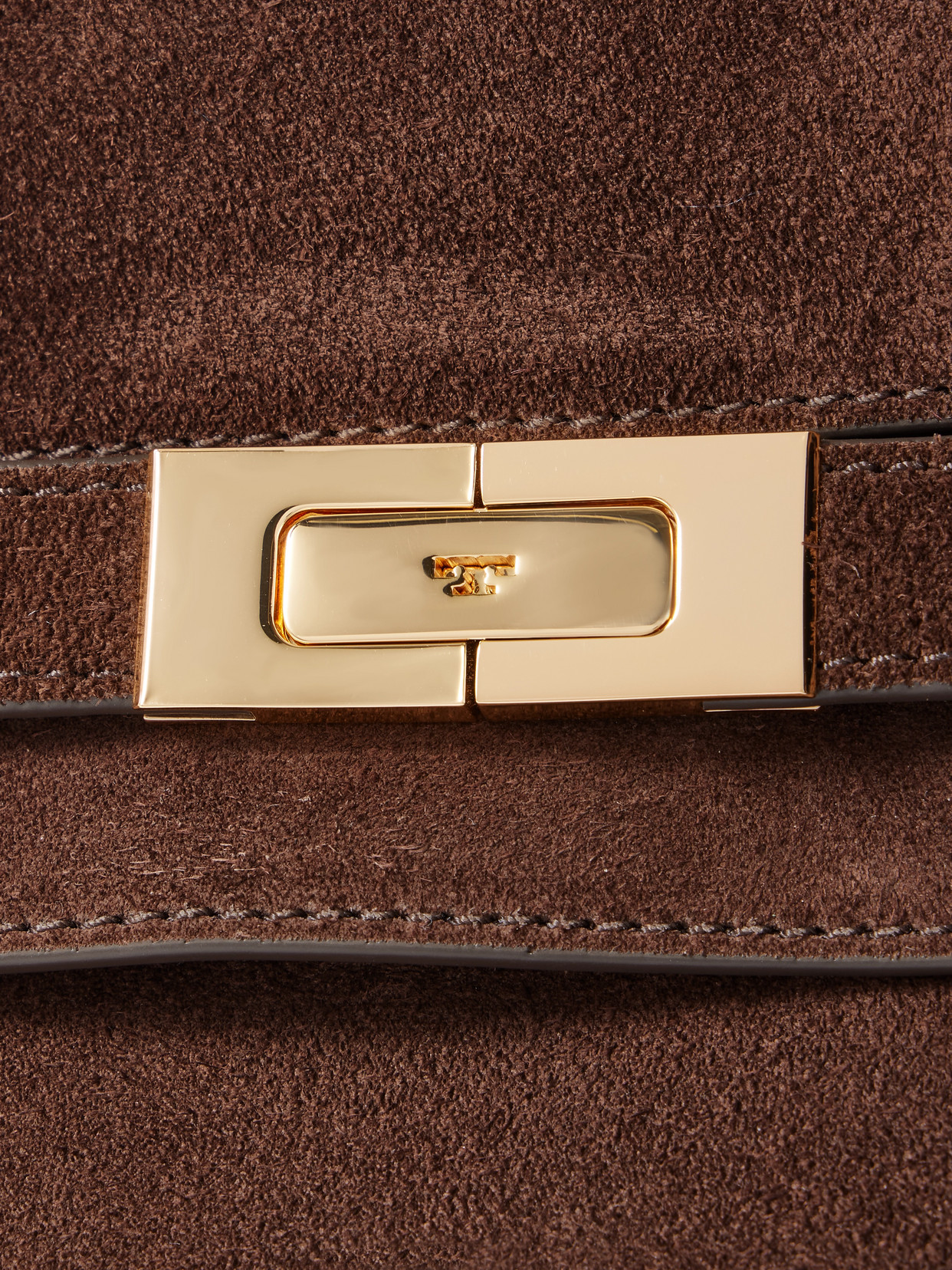 Tory Burch Lee Radziwill Large Suede Shoulder Bag In Brown
