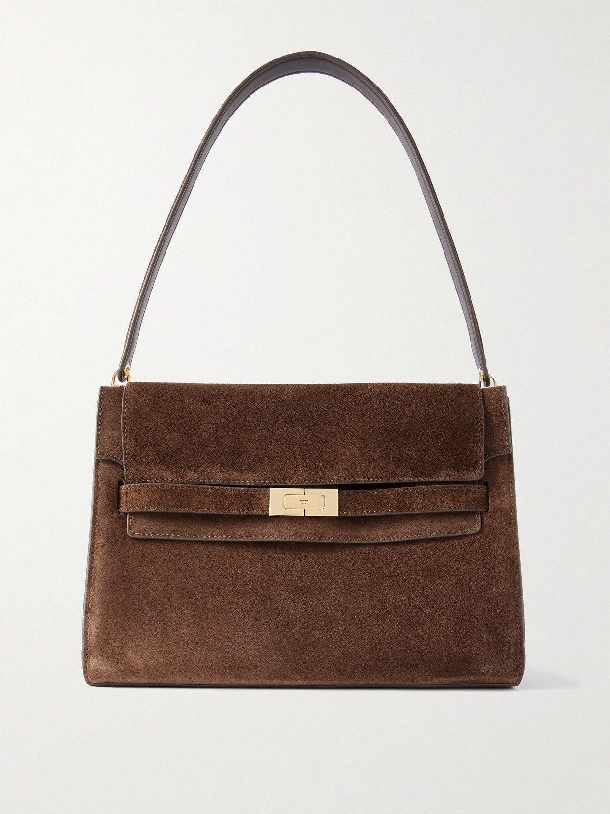 Tory Burch Lee Radziwill Large Suede Shoulder Bag In Brown