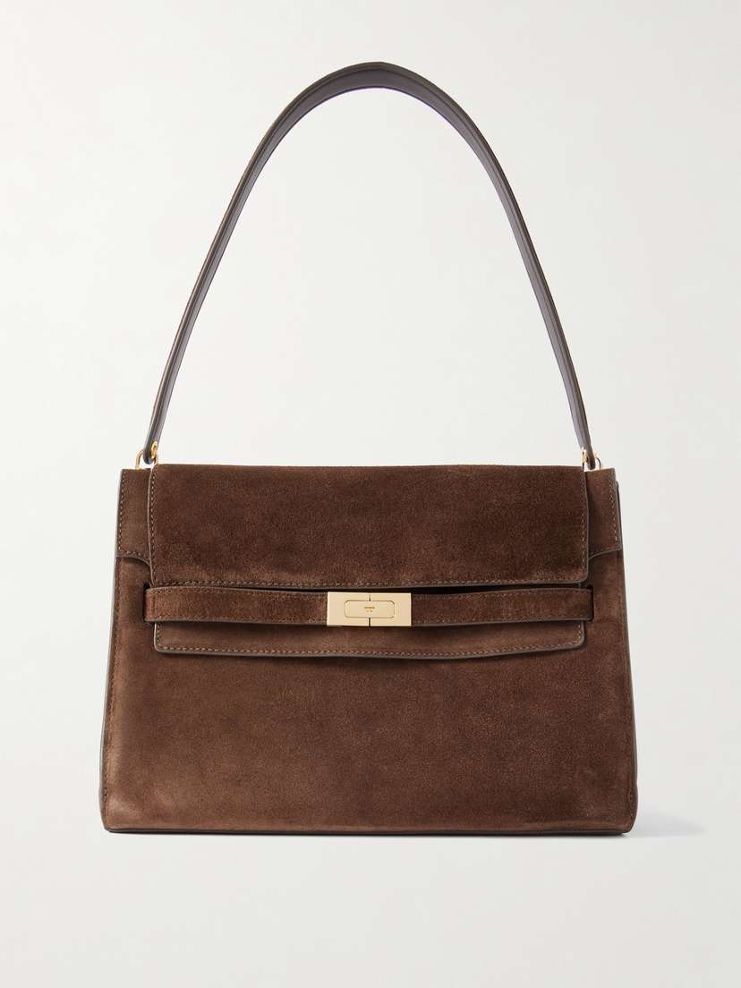 Tory Burch Lee Radziwill Large Suede Shoulder Bag