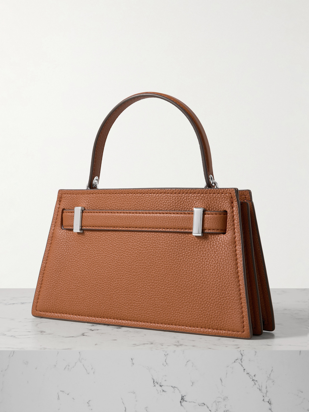 Tory Burch Petite Lee Radziwill Textured-leather Shoulder Bag In Brown