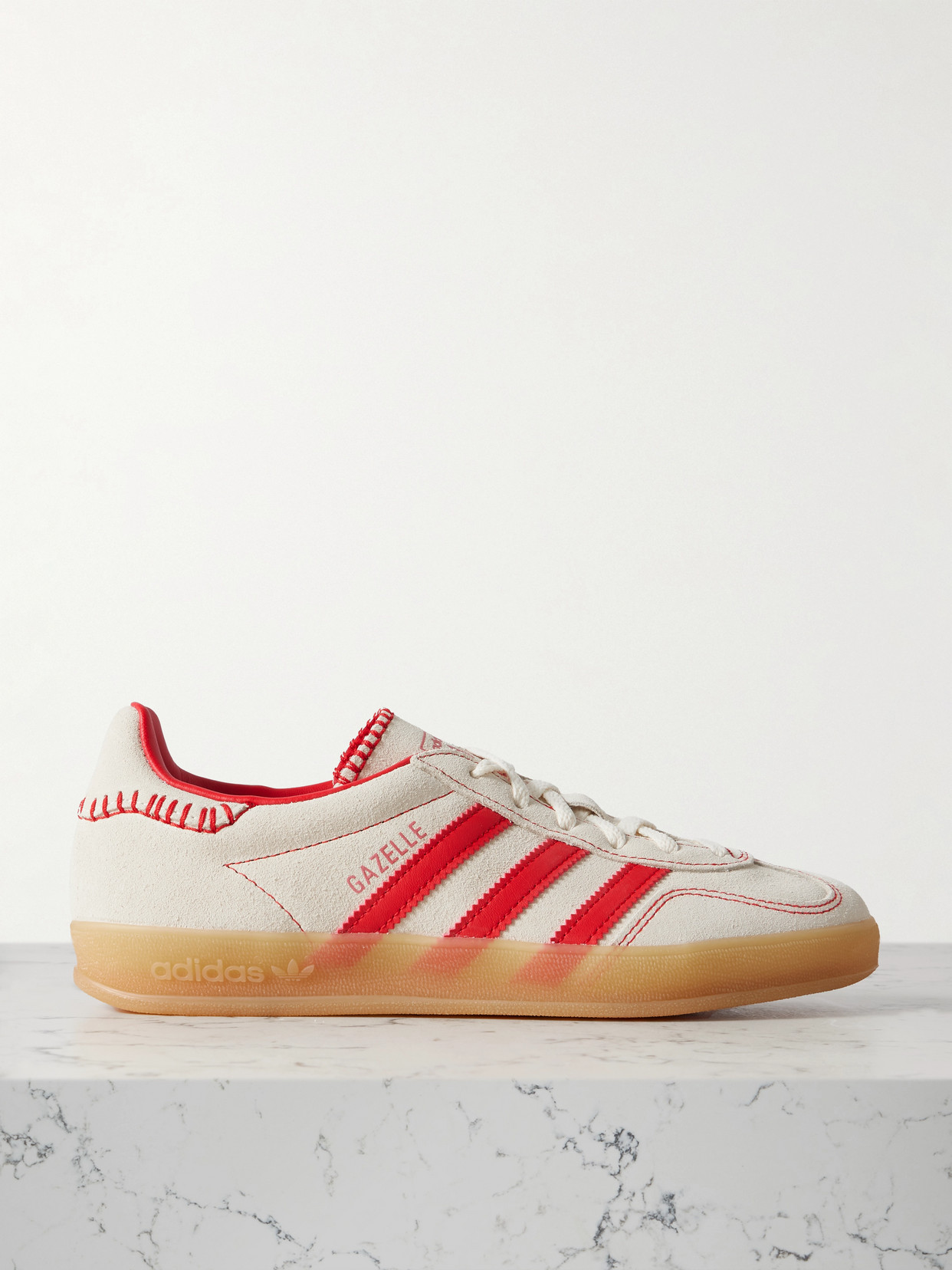 Adidas Originals Gazelle Indoor Leather-trimmed Suede Sneakers In Neutral