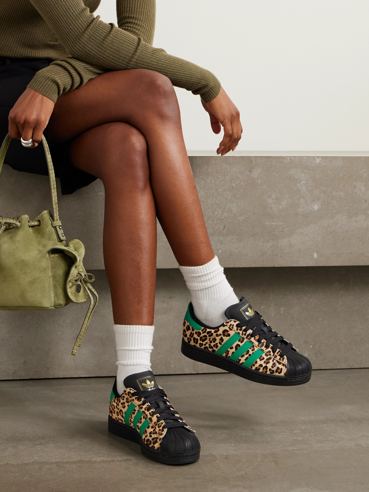 Superstar Ii Leather-Trimmed Leopard-Print Sneakers
