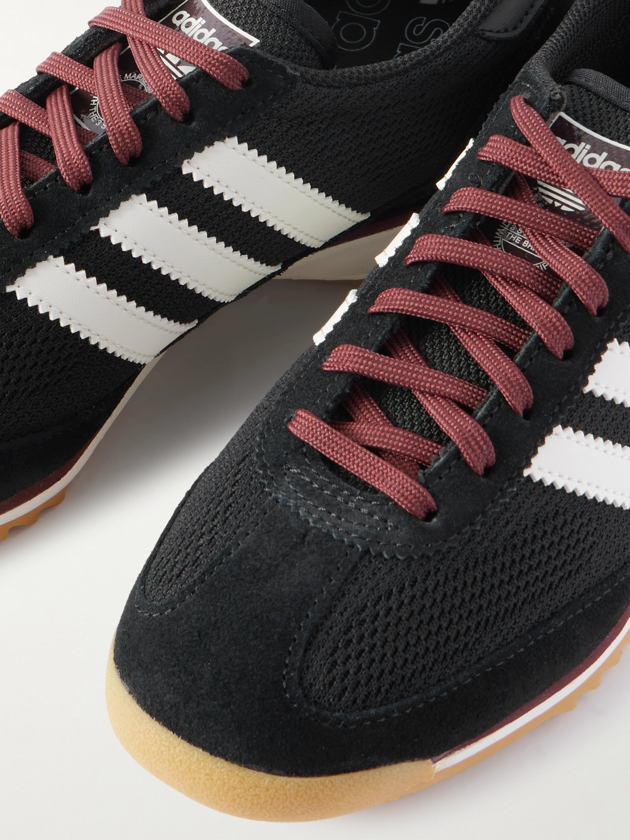 Adidas Originals Sl 72 Og Suede And Leather-trimmed Mesh Sneakers In Black