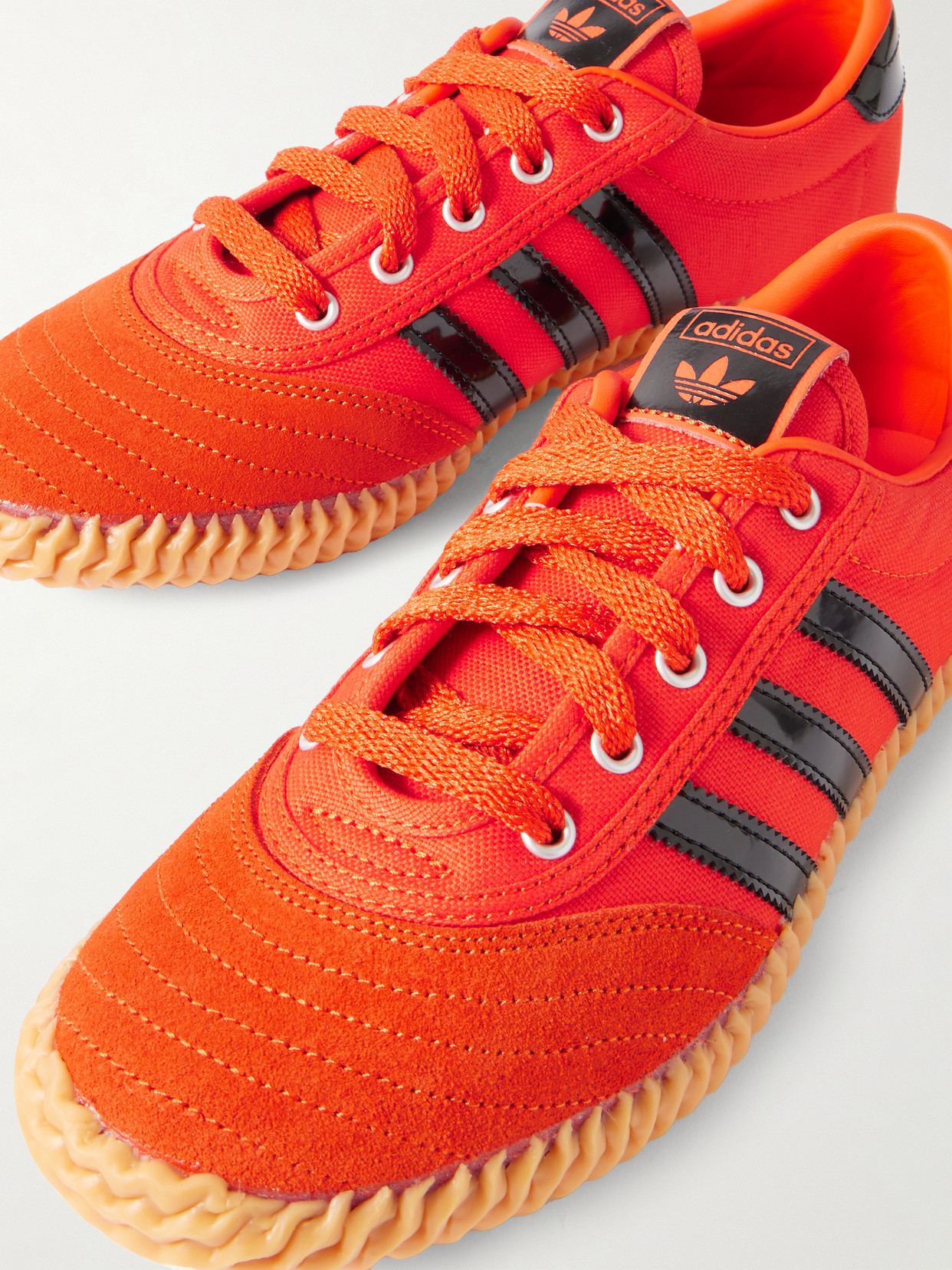 Volley Plimsole Suede And Patent Leather-Trimmed Canvas Sneakers
