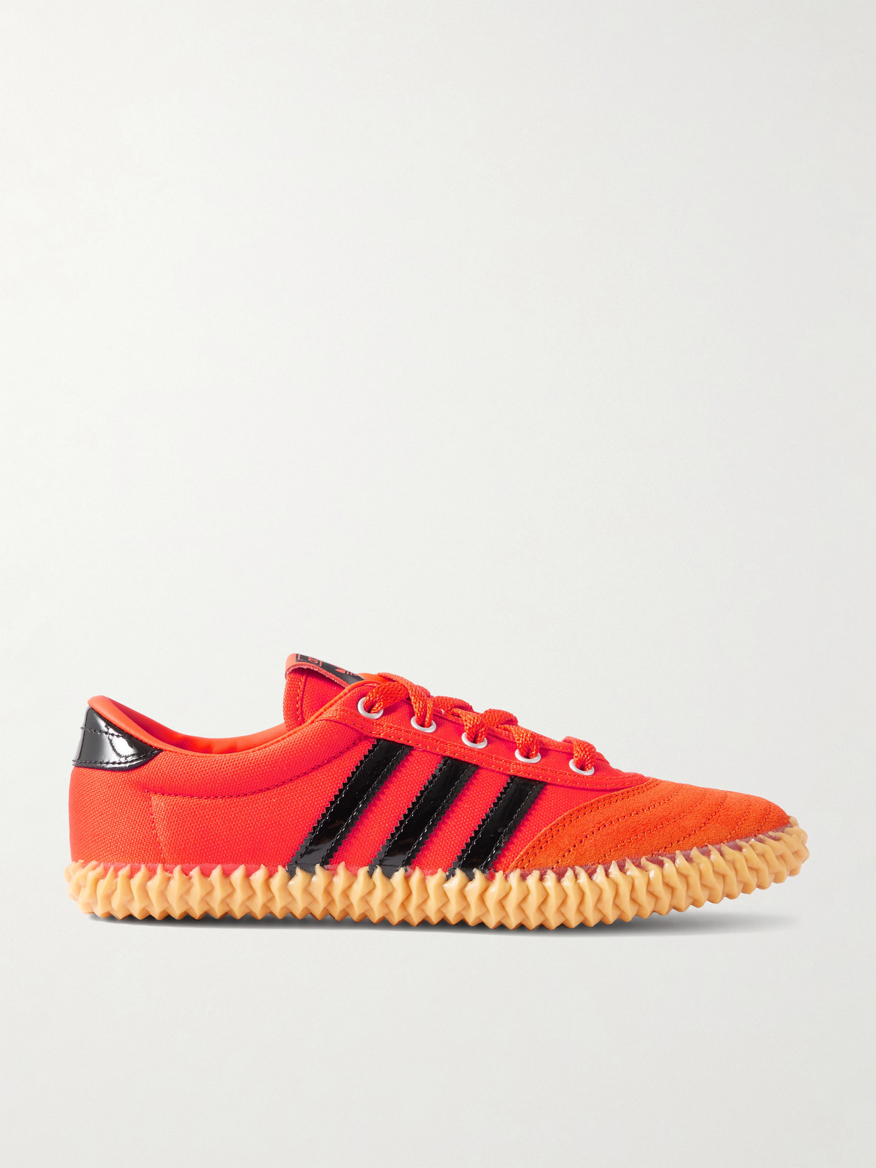 Volley Plimsole Suede And Patent Leather-Trimmed Canvas Sneakers