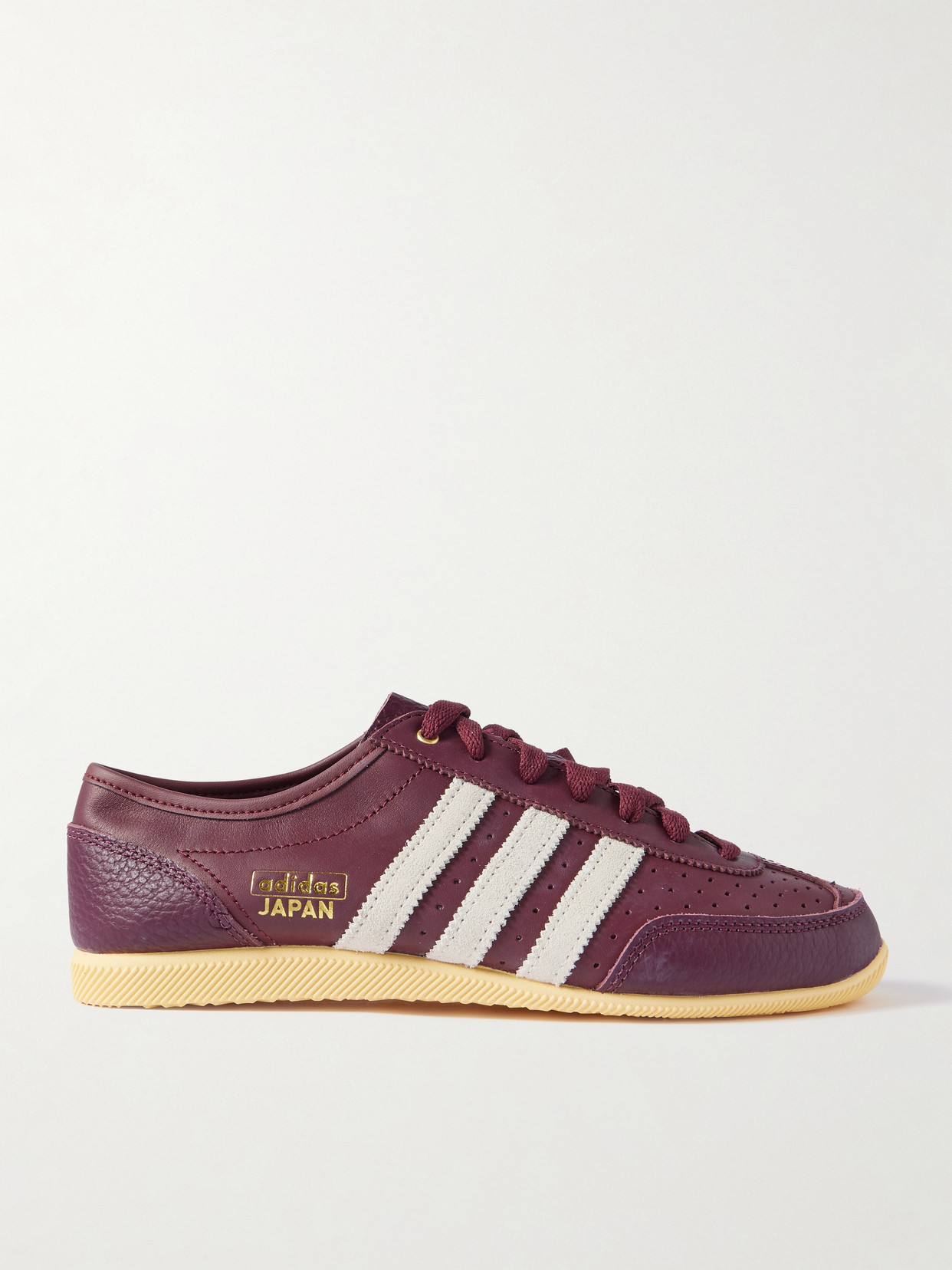 Adidas Originals Japan Decon W Perforated Suede-trimmed Leather Sneakers In Burgundy