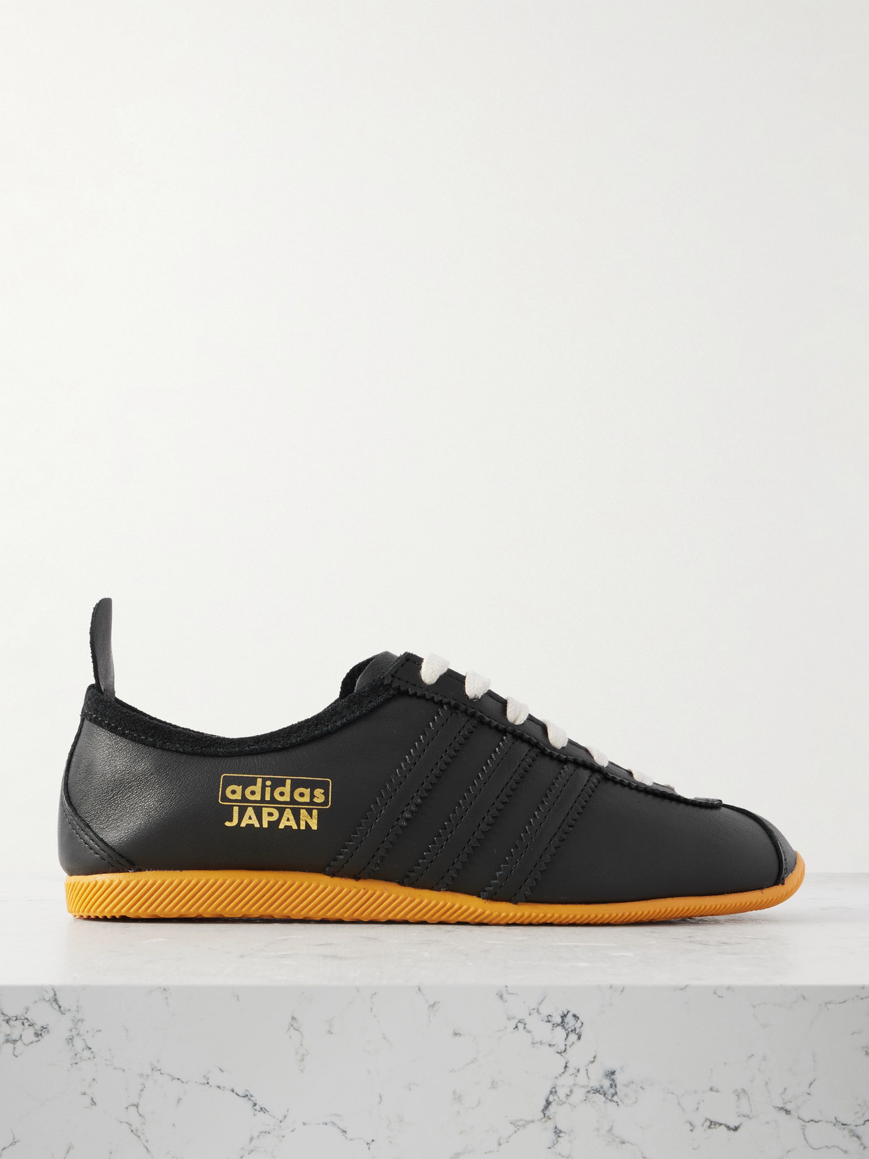 Adidas Originals Japan Suede-trimmed Leather Sneakers In Black
