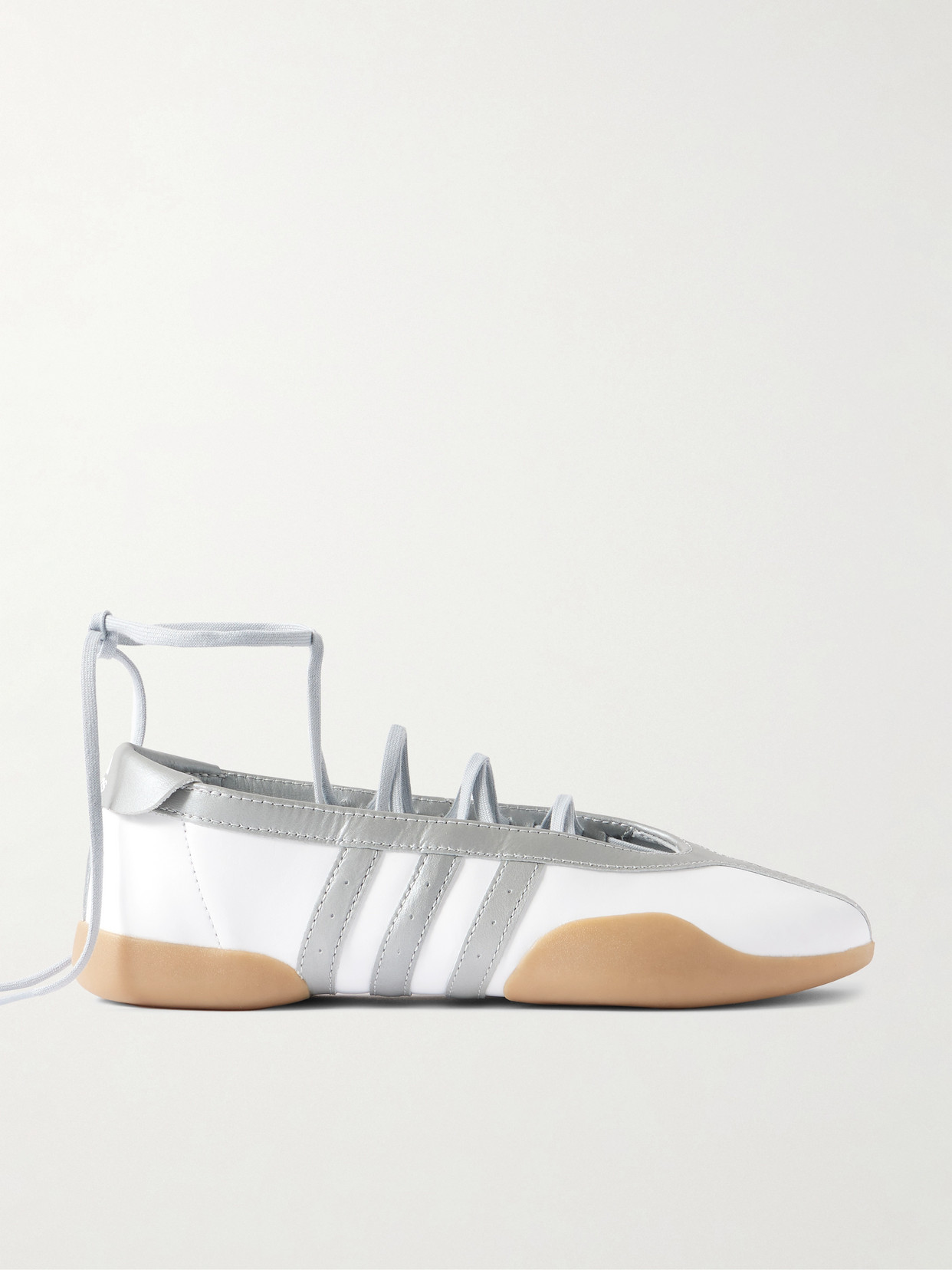 Adidas Originals Taekwondo Mei Ballet Metallic Leather-trimmed Leather Sneakers In Silver