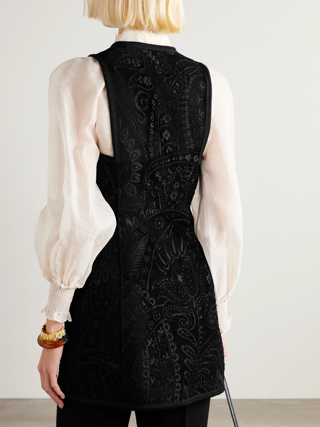 Double-Breasted Velvet-Jacquard Vest