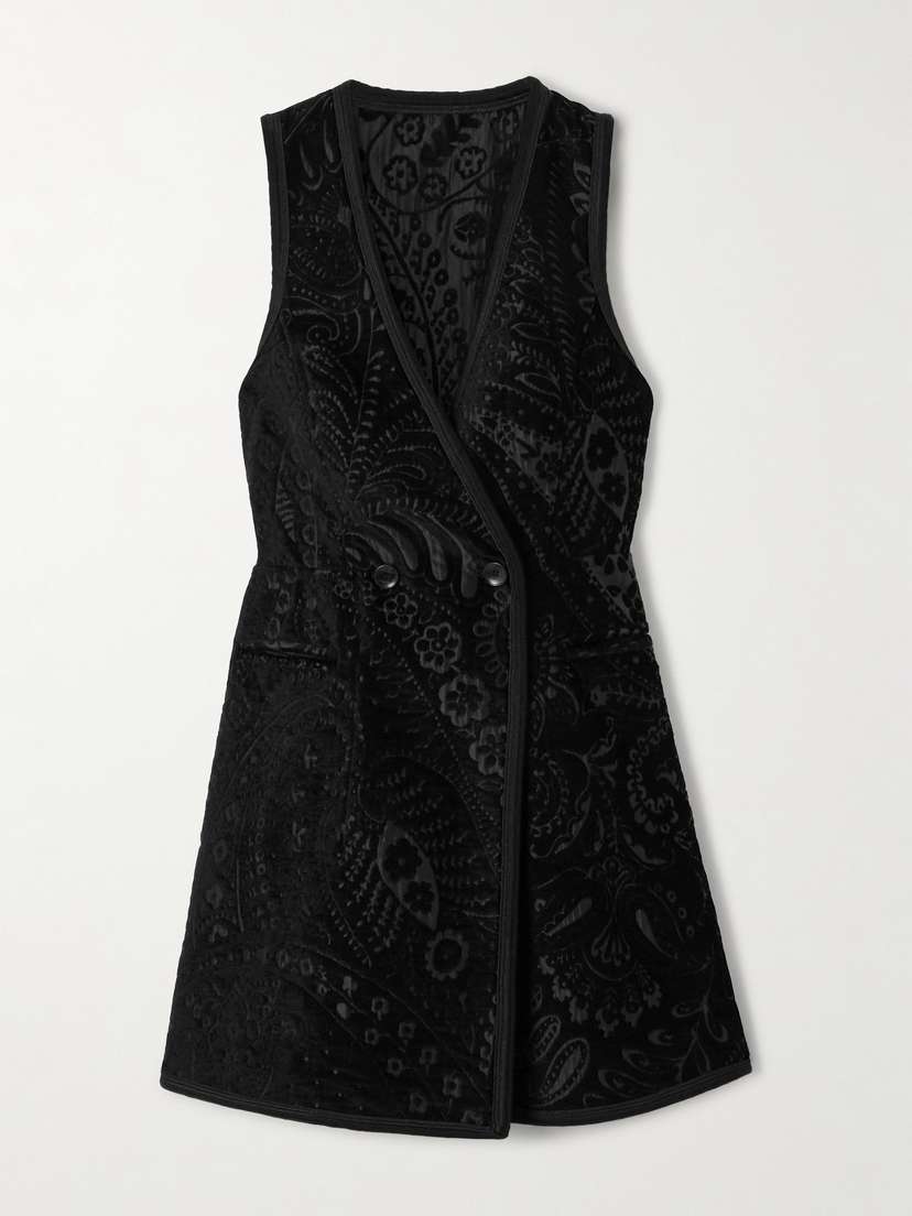Etro Double-breasted Velvet-jacquard Vest