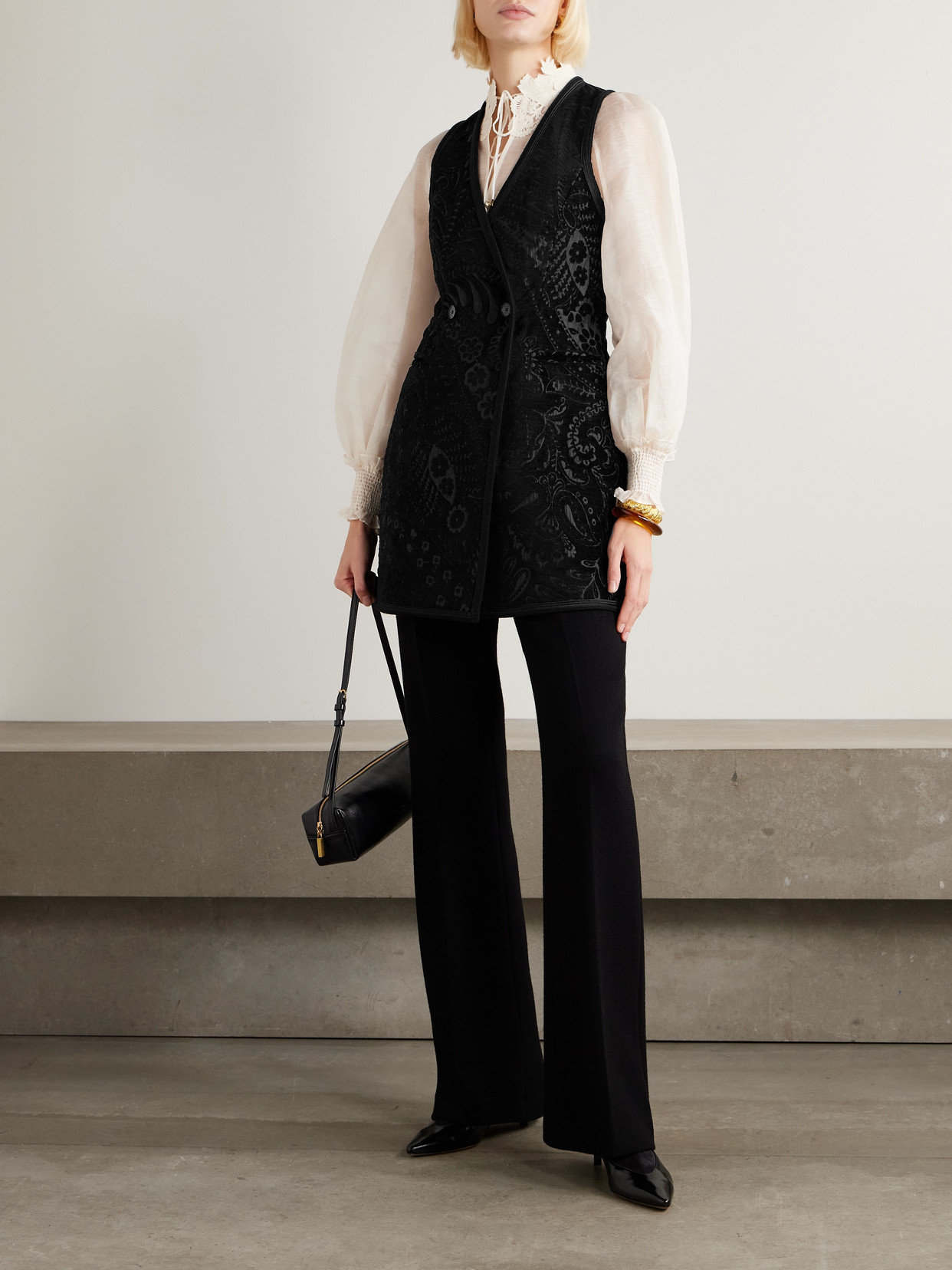 Double-Breasted Velvet-Jacquard Vest