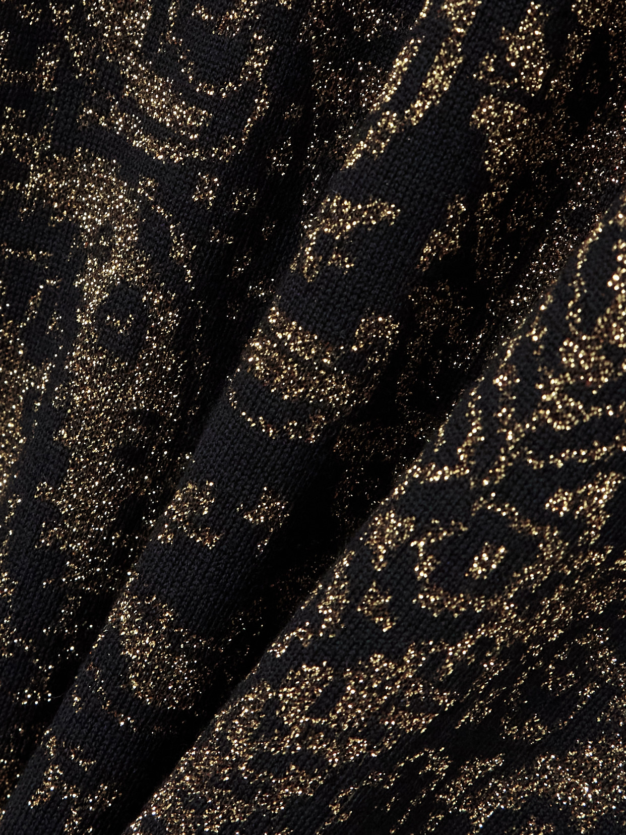 Etro Long Dress In Wool-blend Jacquard With Metallic Paisley Motif In Black