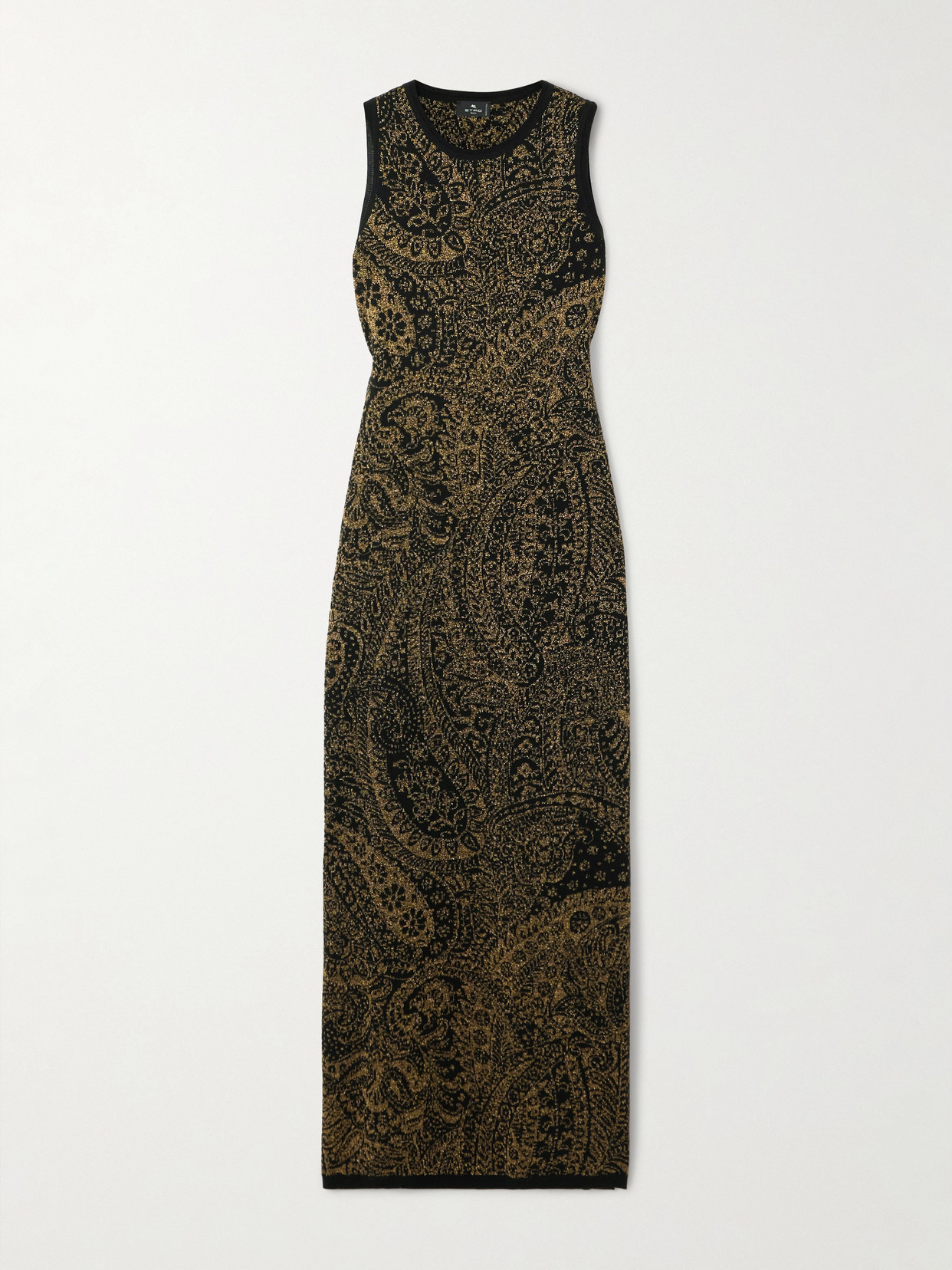 Etro Metallic Wool-blend Devoré-velvet Maxi Dress In Black