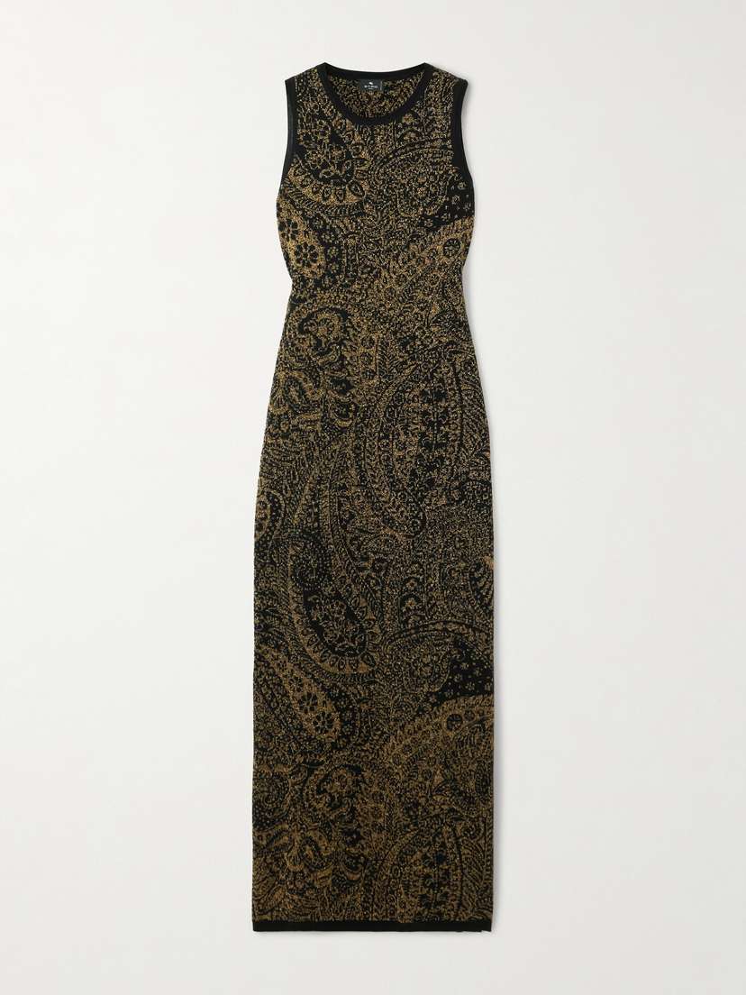 Etro Metallic Wool-blend Devoré-velvet Maxi Dress