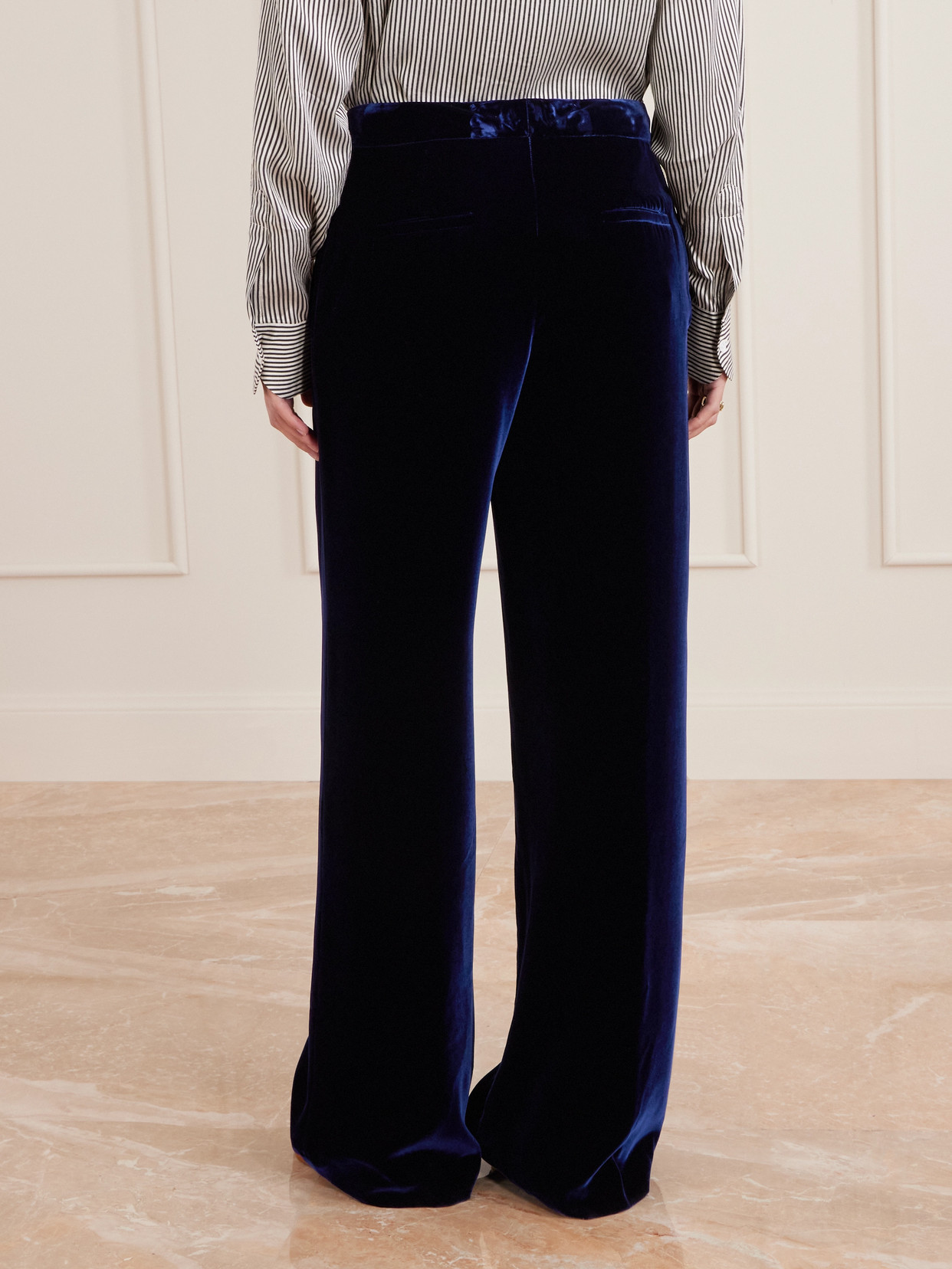 Etro Velvet Wide-leg Pants In Blue