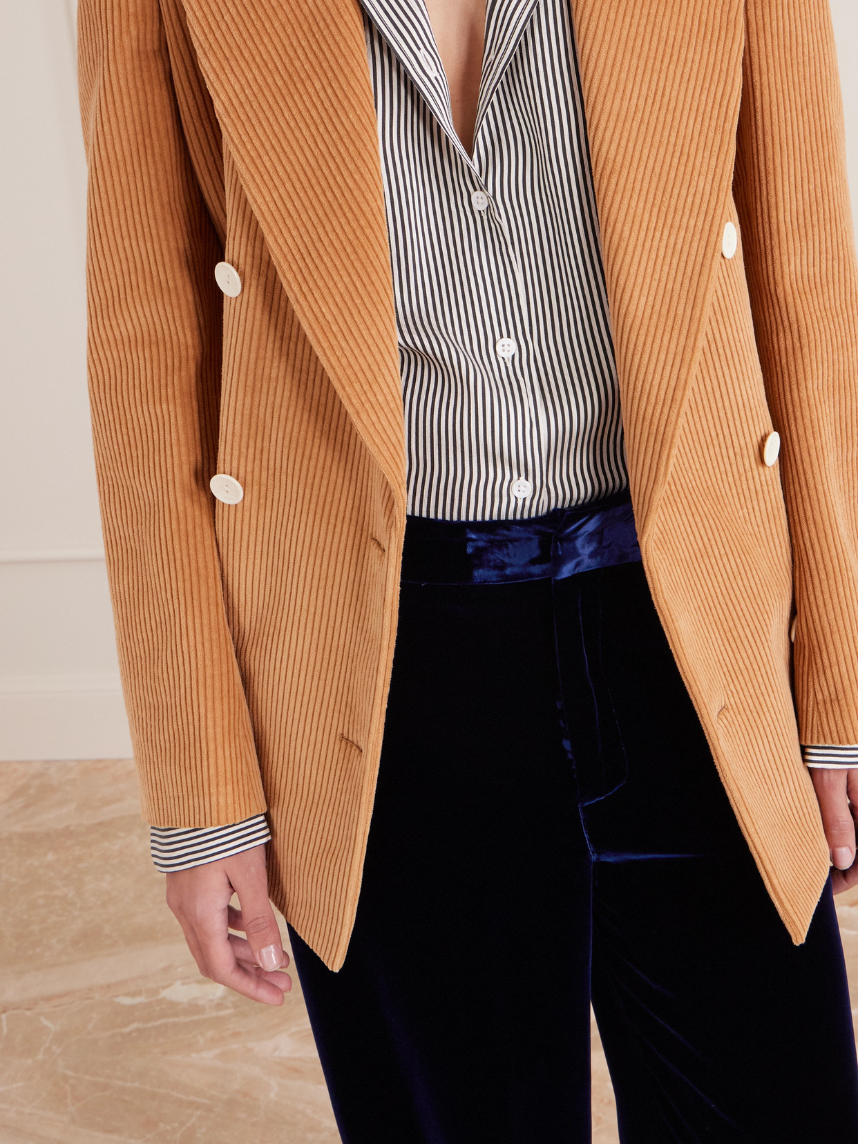 Etro Velvet Wide-leg Pants In Blue