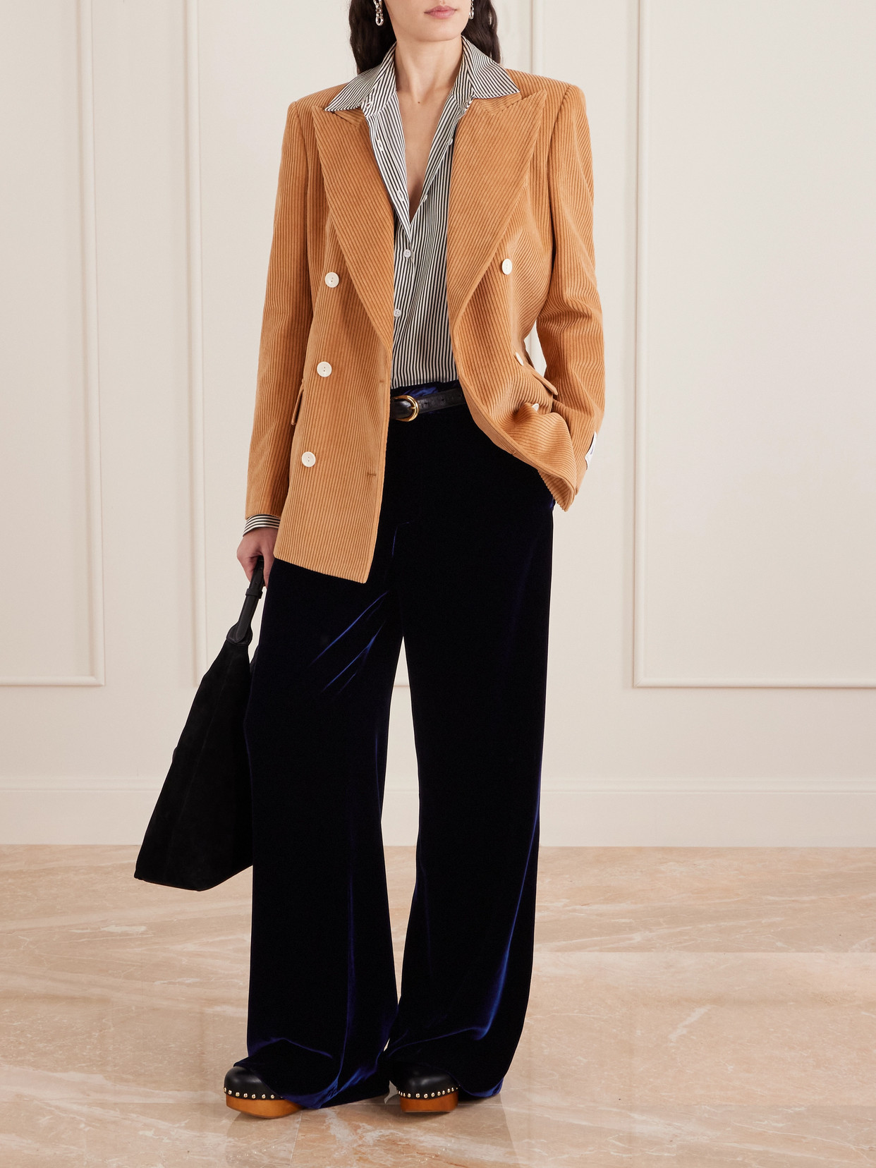 Etro Velvet Wide-leg Pants In Blue