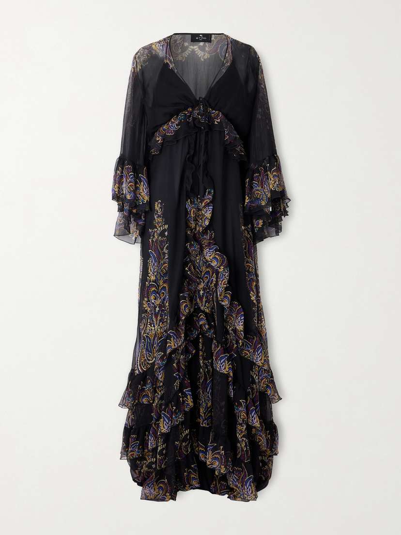Etro Ruffled Paisley-print Silk-chiffon Gown