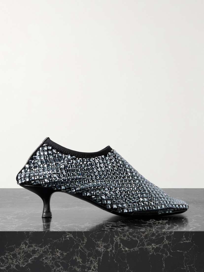 Christopher Esber Minette Leather-trimmed Crystal-embellished Mesh Pumps