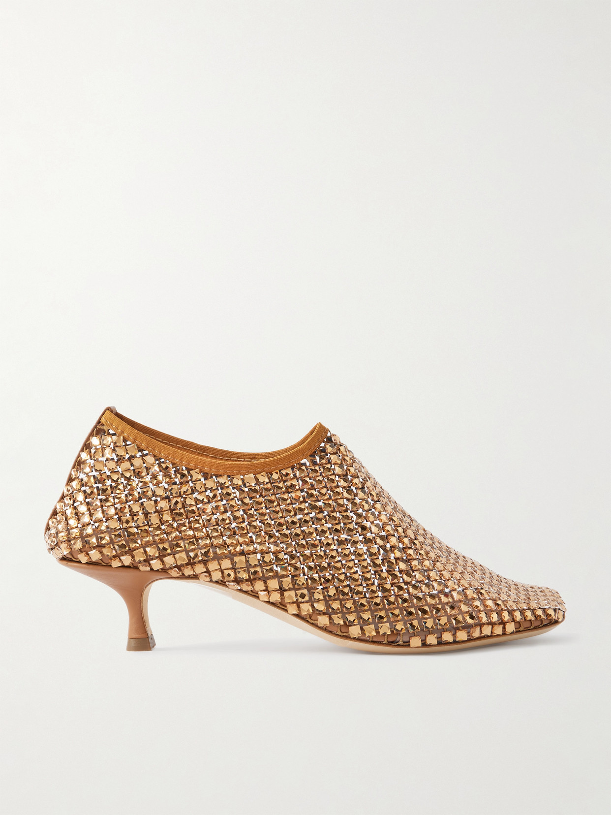 Christopher Esber Minette Leather-trimmed Crystal-embellished Mesh Pumps In Neutral