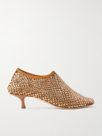 Christopher Esber Minette leather-trimmed crystal-embellished mesh pumps
