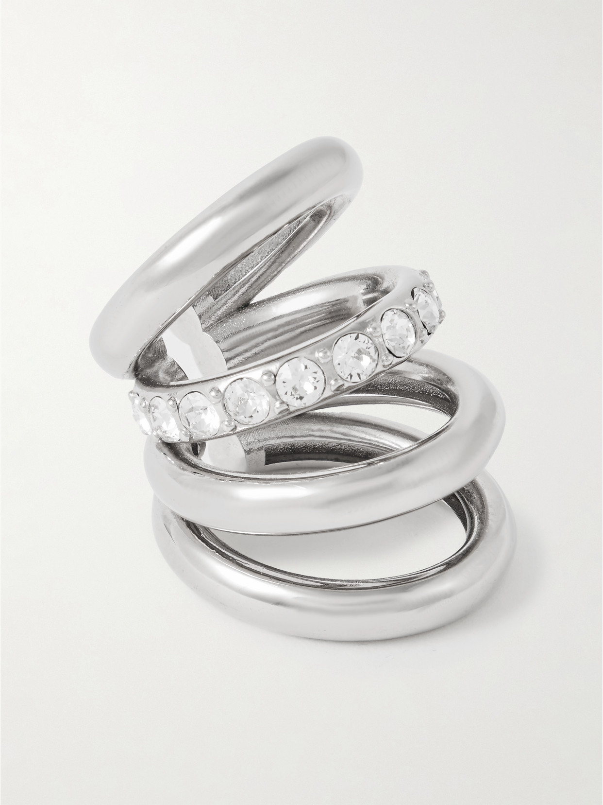 Rabanne Convertible Silver-tone Crystal Ear Cuff In Metallic