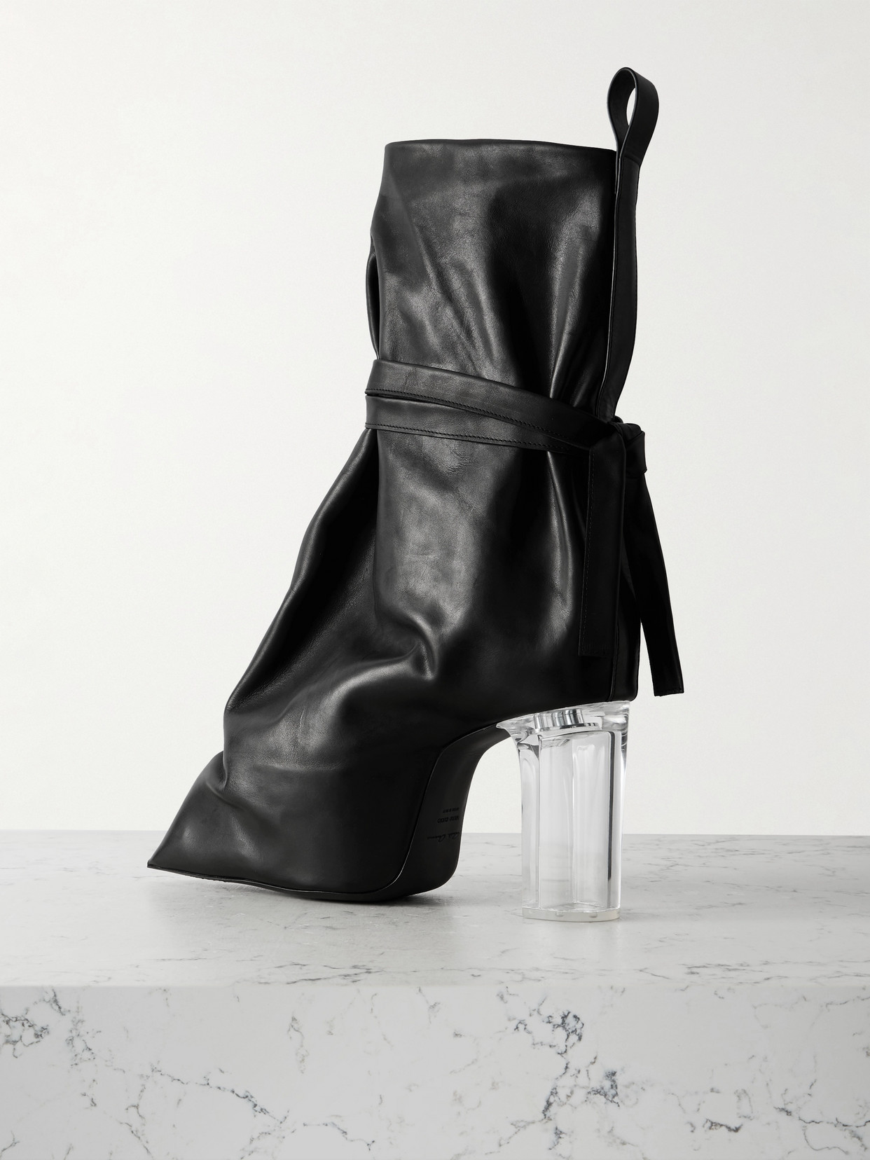 Rick Owens Ankle Boots With Clear Heel And Pointed Toe In Black