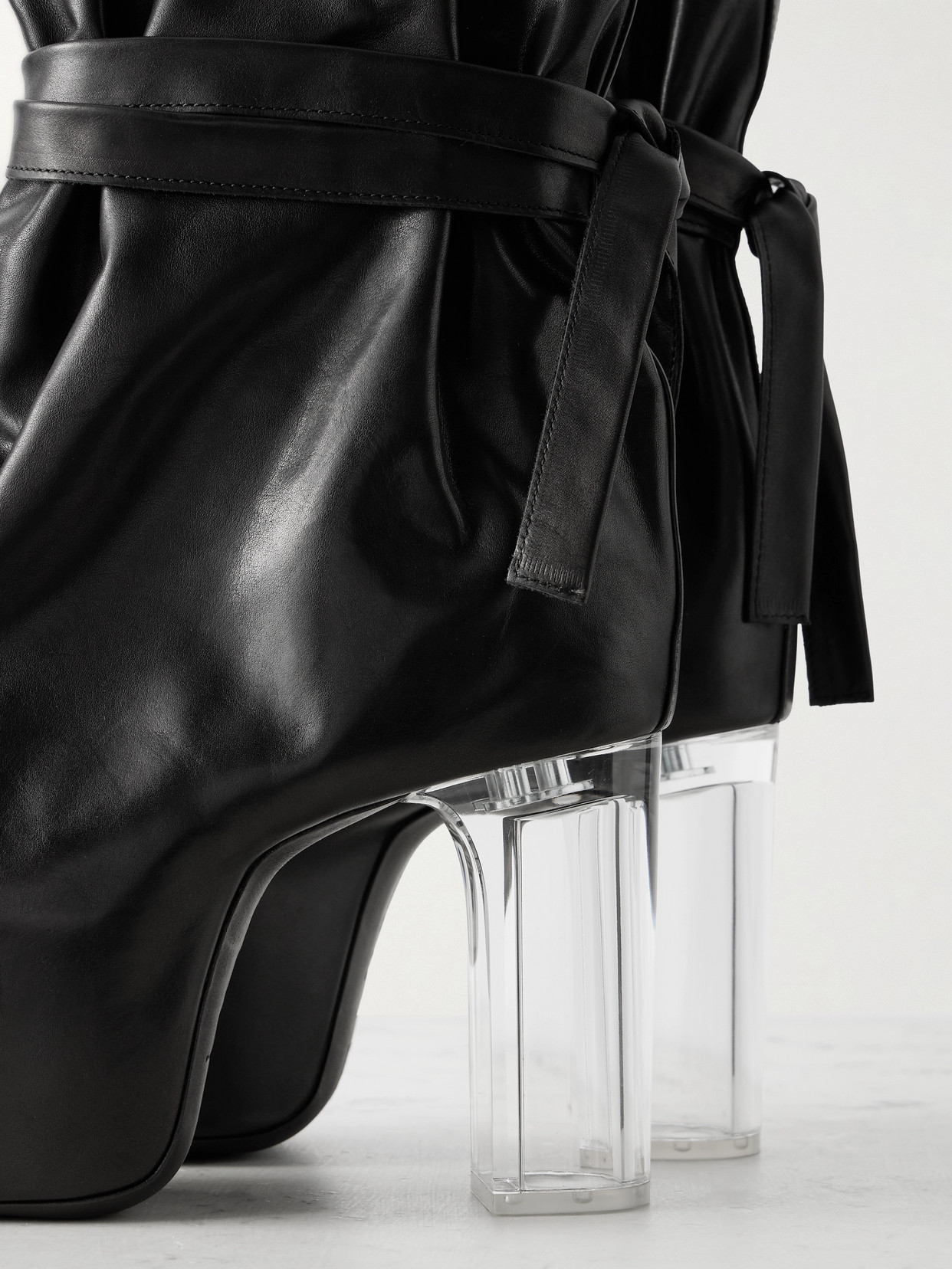 Rick Owens Ankle Boots With Clear Heel And Pointed Toe In Black