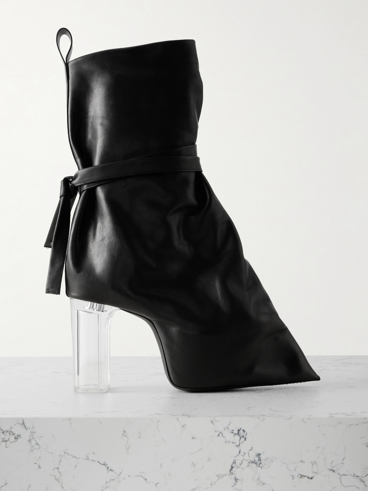 Rick Owens Ankle Boots With Clear Heel And Pointed Toe In Black