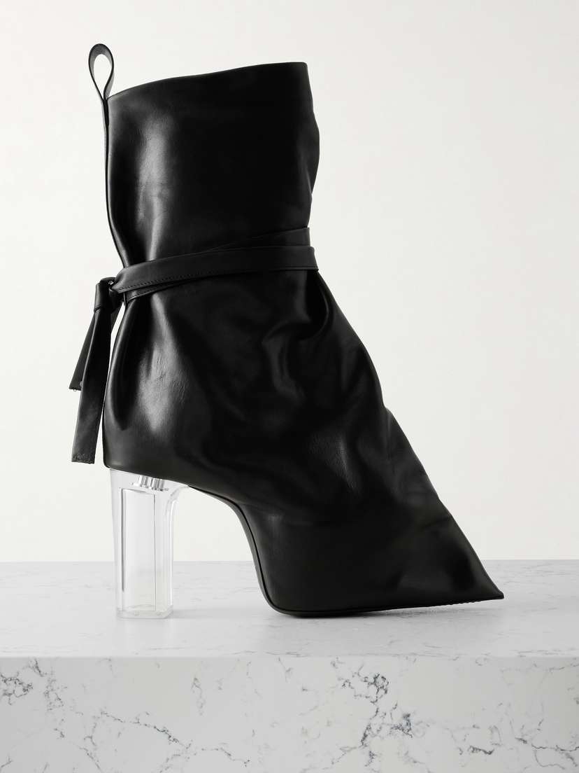 Rick Owens Tied Taco Kiss Leather Ankle Boots
