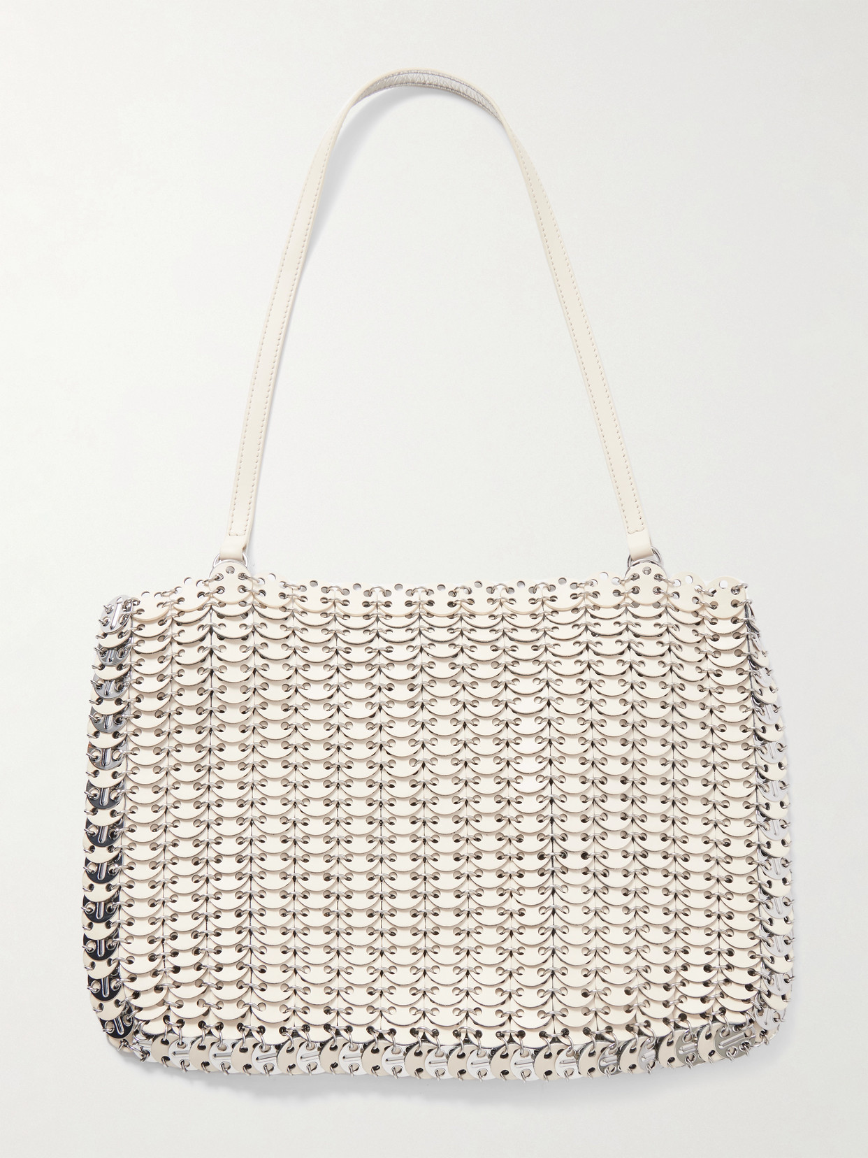 Rabanne Reversible Chainmail-embellished Leather Shoulder Bag In Silver