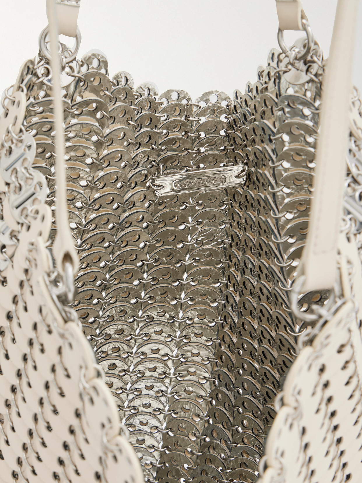 Rabanne Reversible Chainmail-embellished Leather Shoulder Bag In Silver