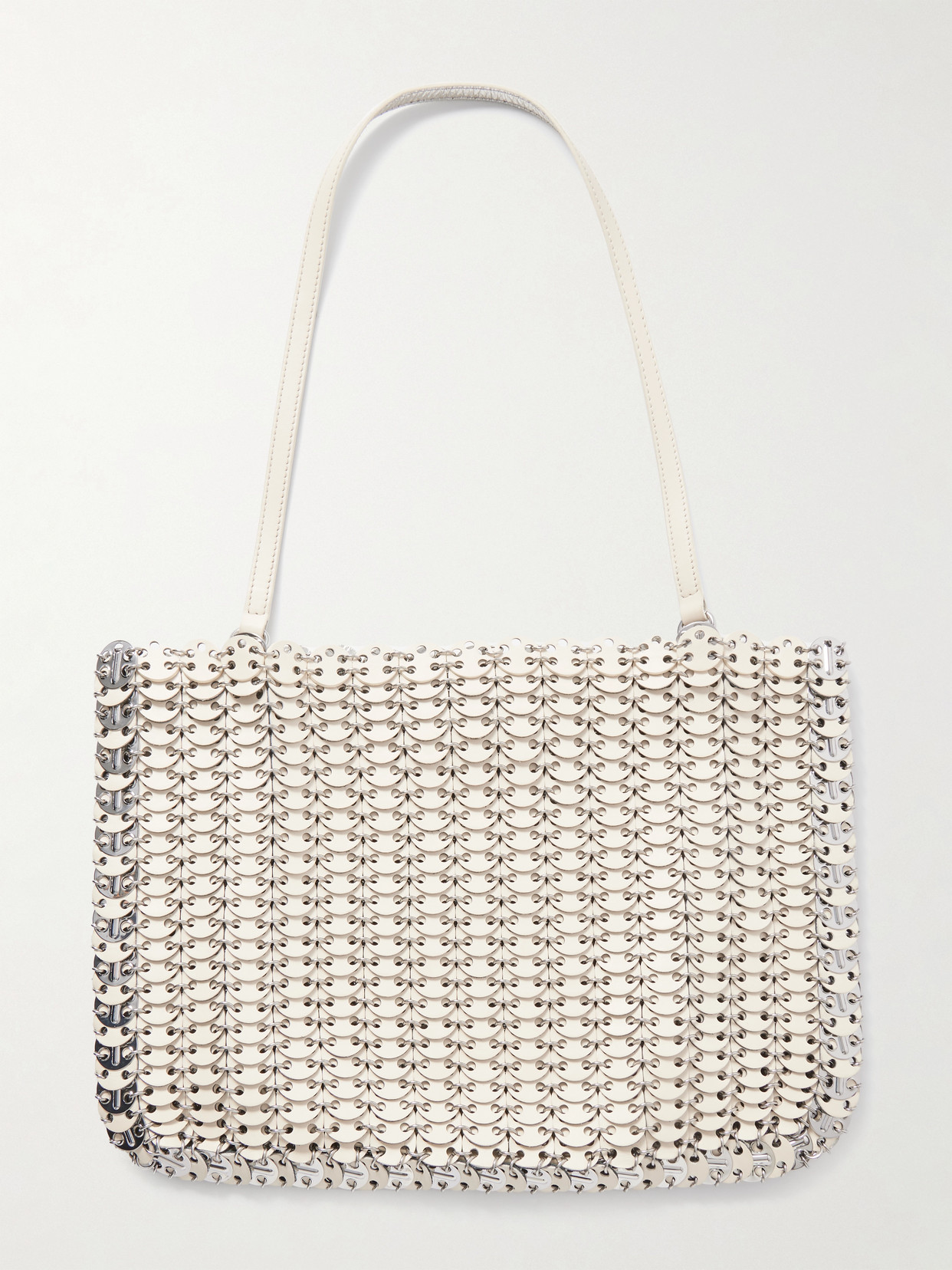 Rabanne Reversible Chainmail-embellished Leather Shoulder Bag In Silver