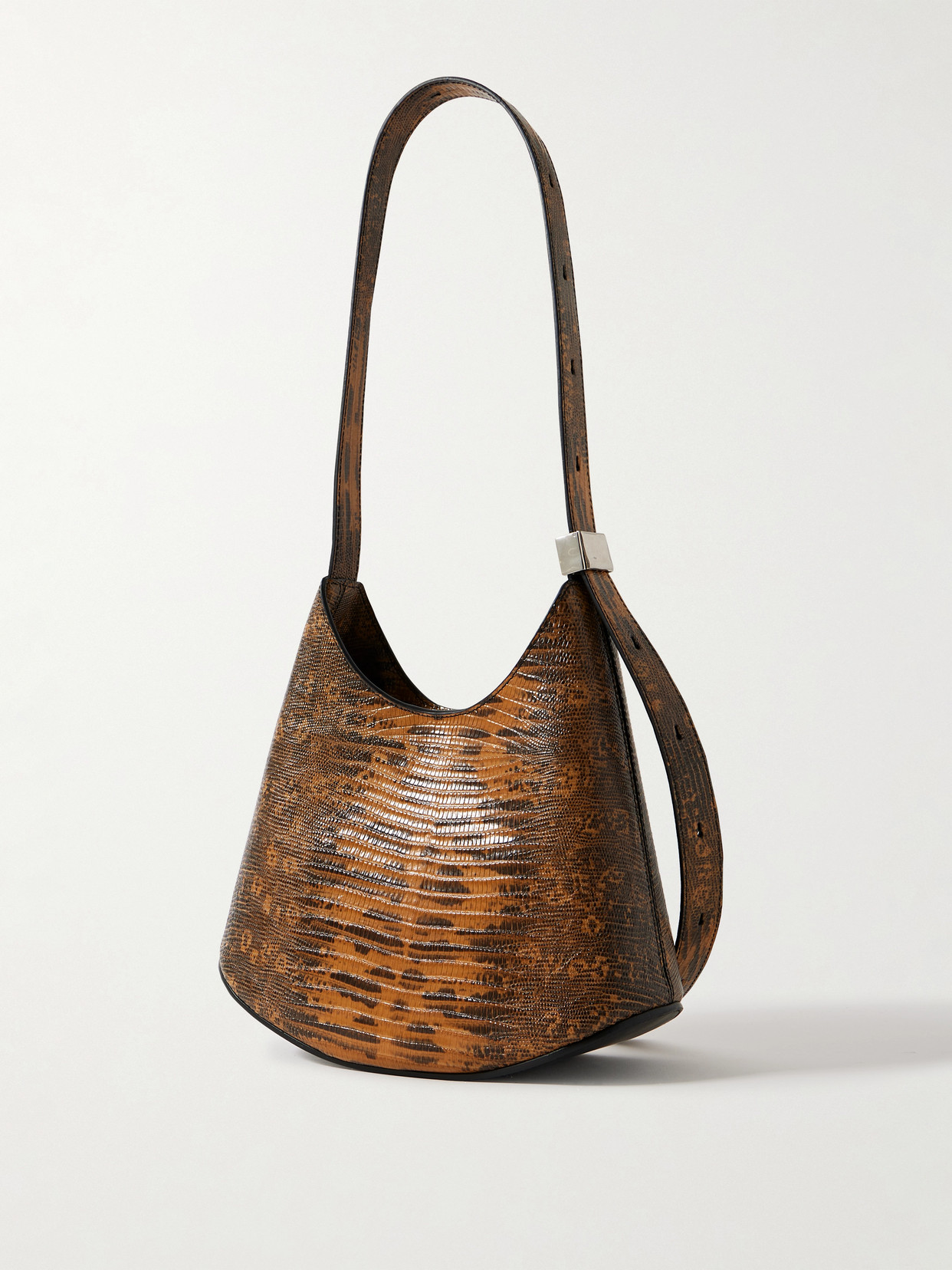 Jil Sander Small Snake-effect Leather Shoulder Bag In Brown