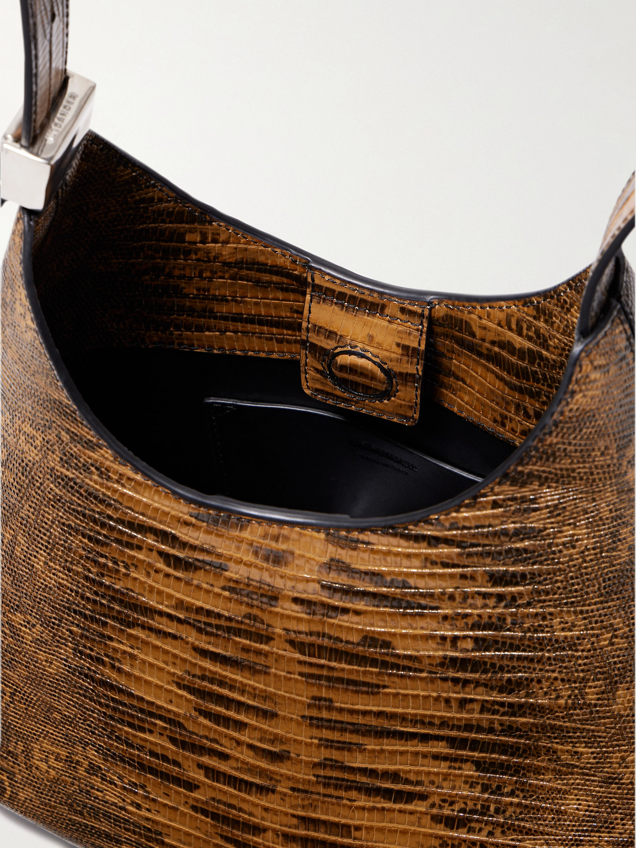 Jil Sander Small Snake-effect Leather Shoulder Bag In Brown