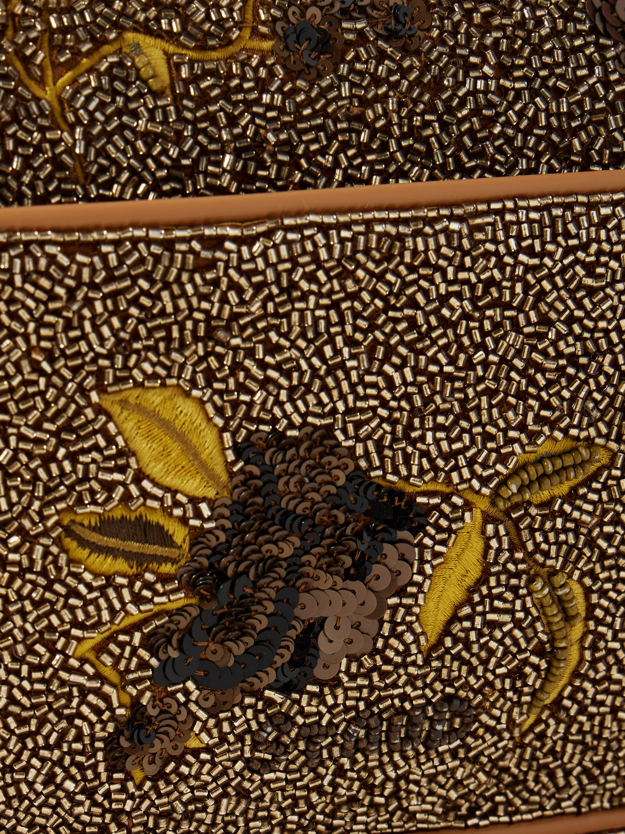 Staud Tommy Sequin-embellished Beaded Satin Shoulder Bag In Gold