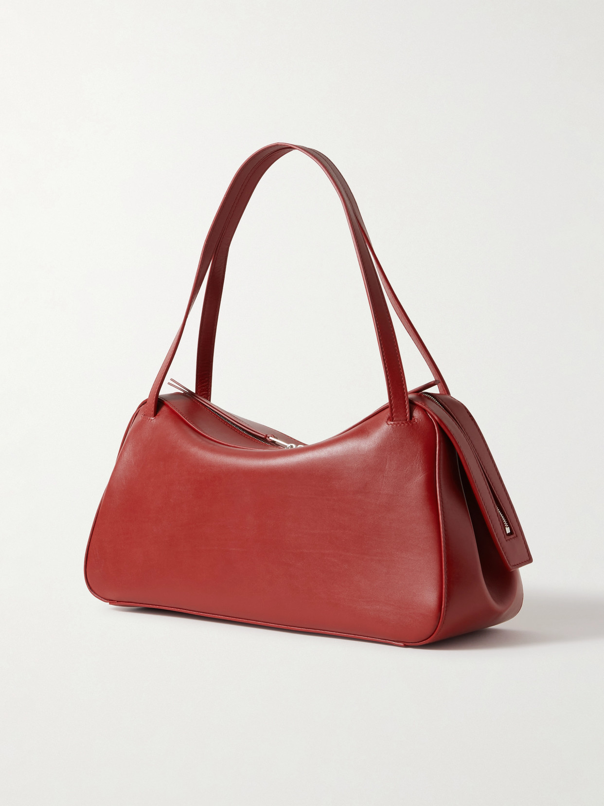 Jil Sander Dune Leather Shoulder Bag In Red