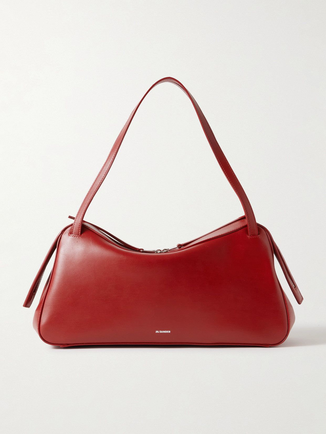 Jil Sander Dune Leather Shoulder Bag In Red