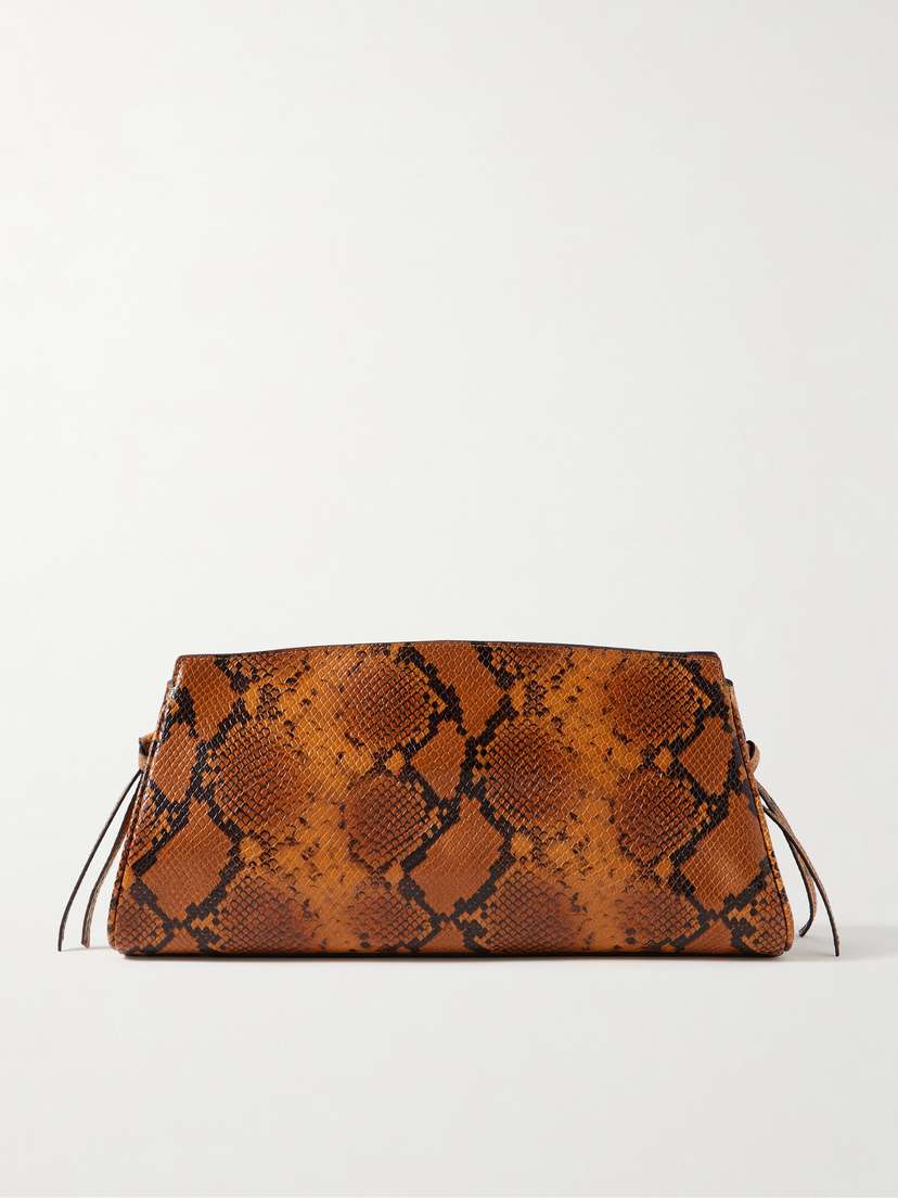Staud Maude Snake-effect Leather Clutch